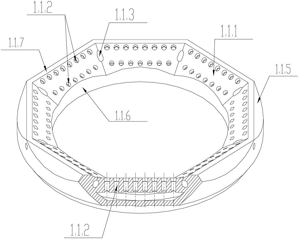 Gas cooker with array parallel flame internal flame burners