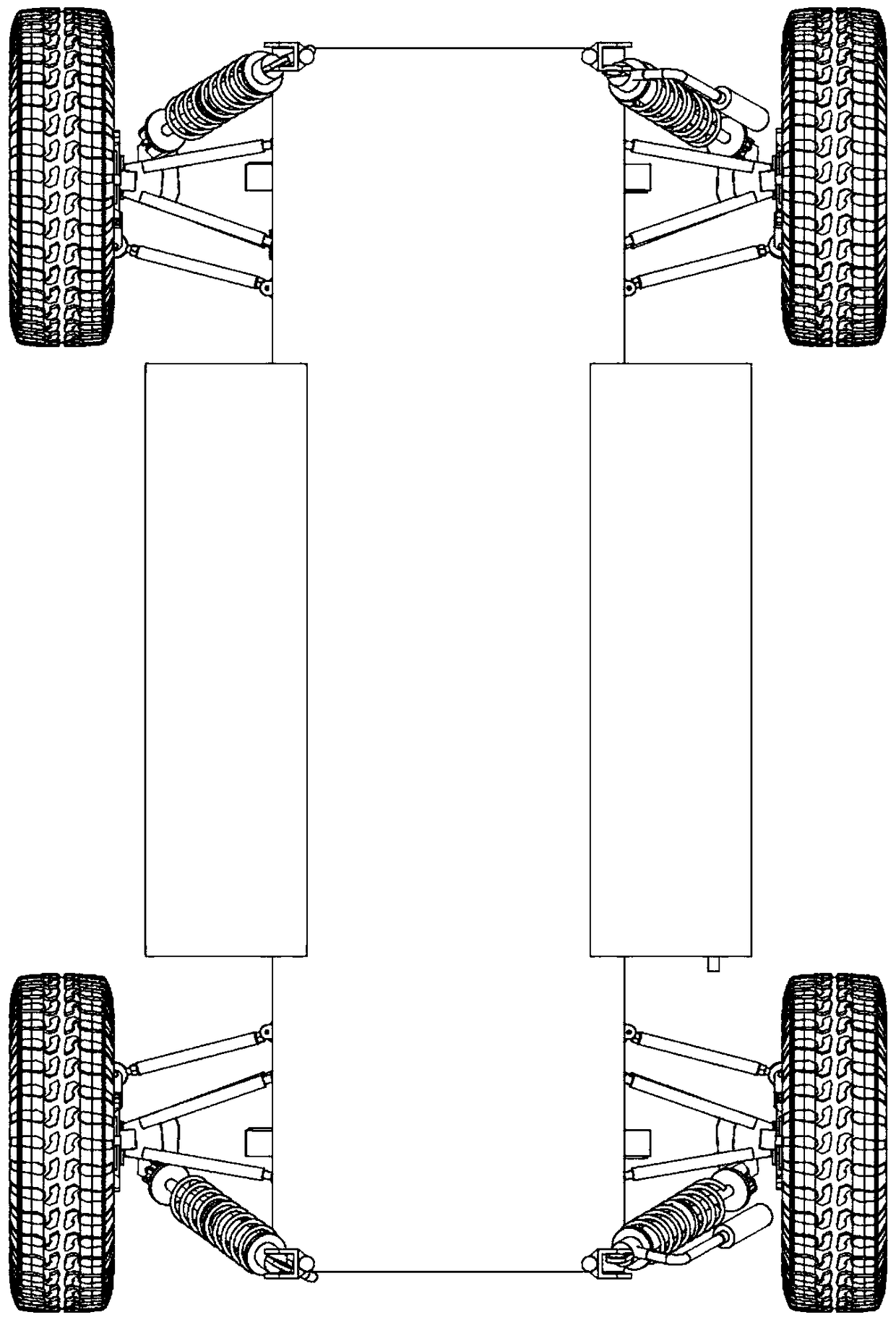 An all-wheel steering electrically powered unmanned vehicle chassis that is independently driven