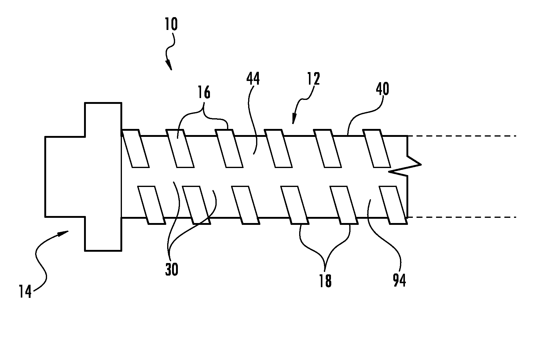 Tensionable threaded rebar bolt