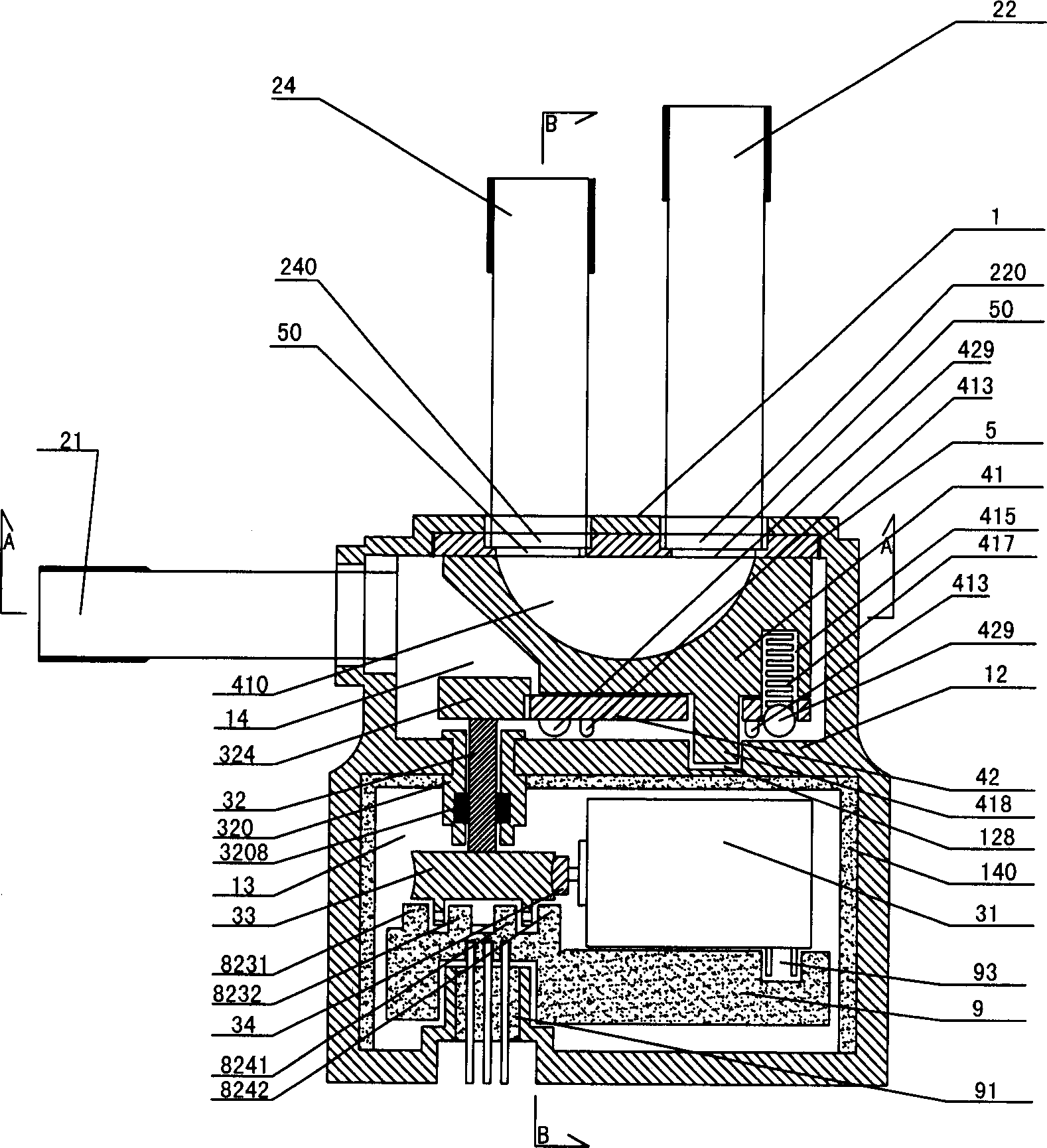 Photoelectrically controlled eccentric-positioning one-arm four-way reversing valve