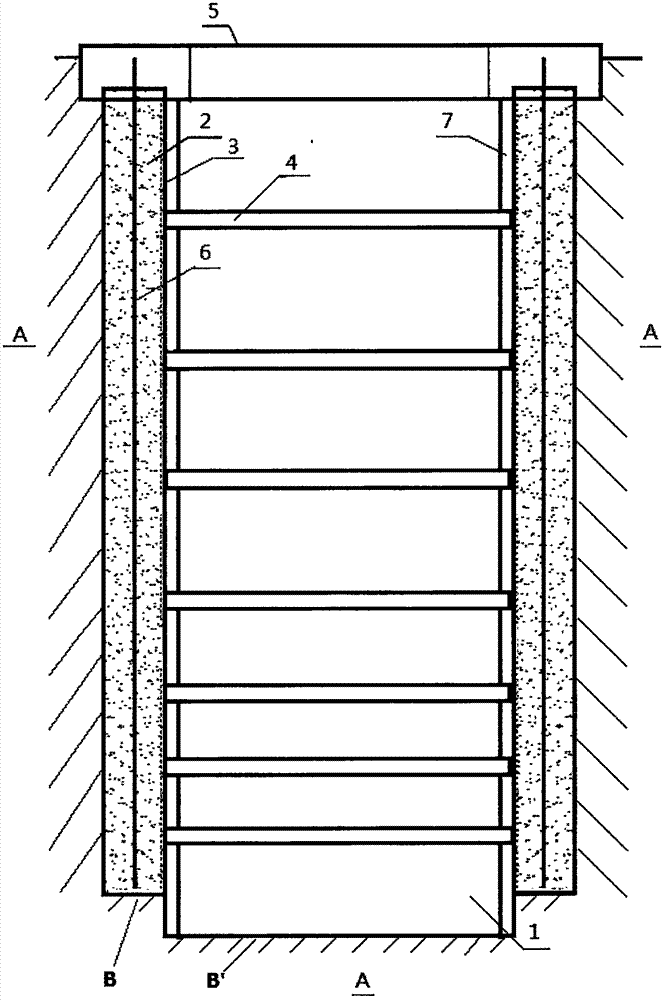 Deep foundation pit underground space structure and construction method thereof