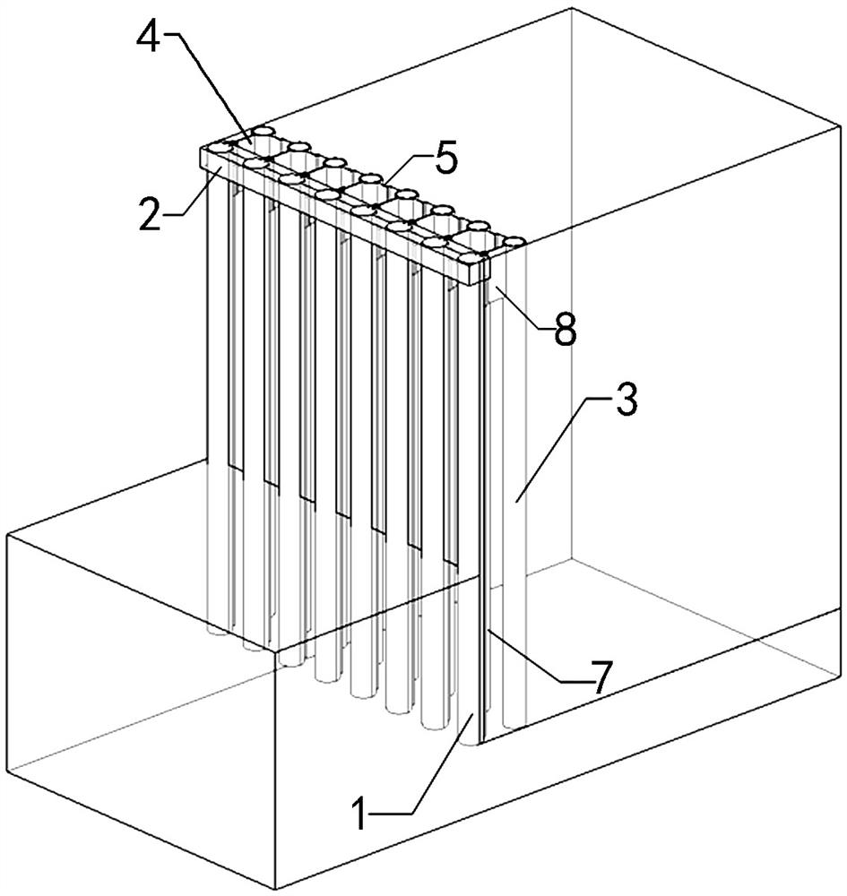 Double-row pile structure with water stopping function and construction method thereof