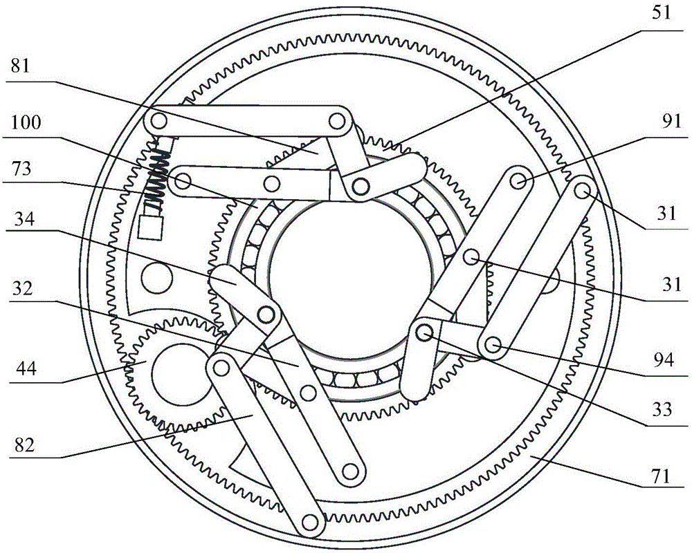 Double-ring rotating multi-finger parallel clamping self-adaptive under-actuated robot hand device