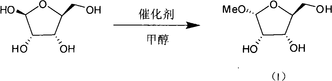 Production process for preparing 1-oxy-acetyl-2,3,5-3-benzoyl-beta-Lribofuranose