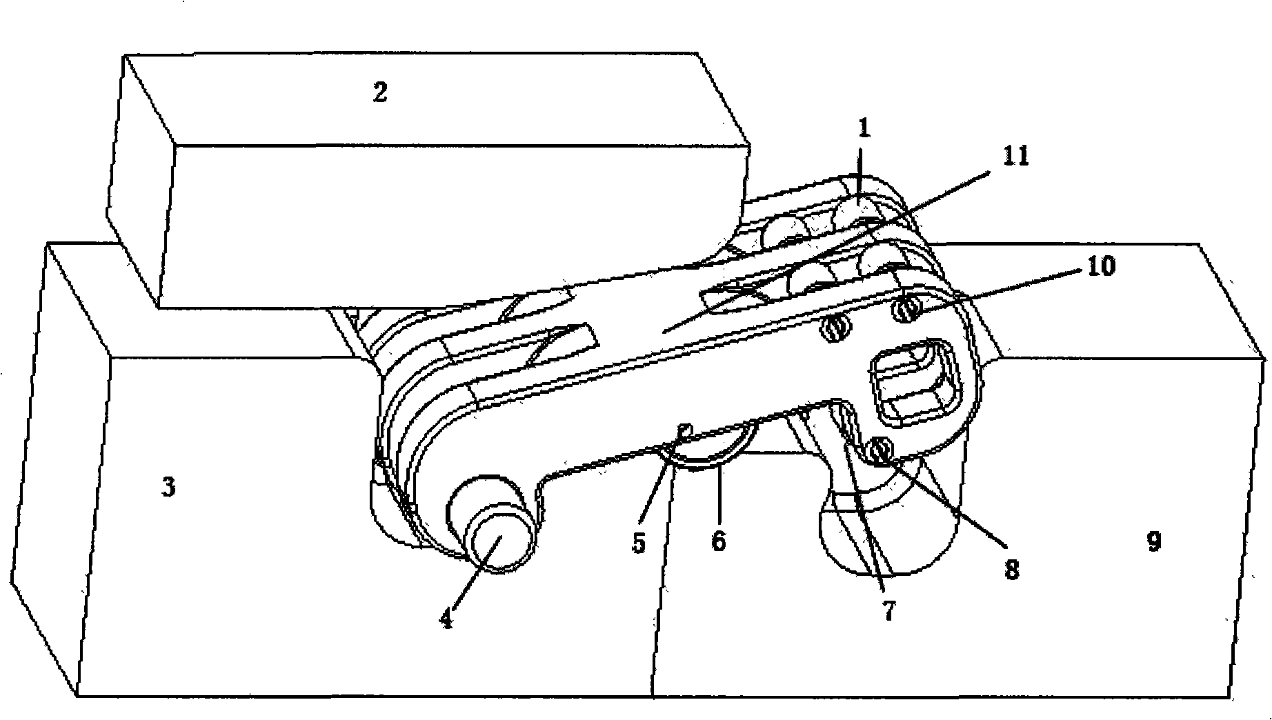 Flat-plate split joint latching device for flat-plate continuous sulfuration machine