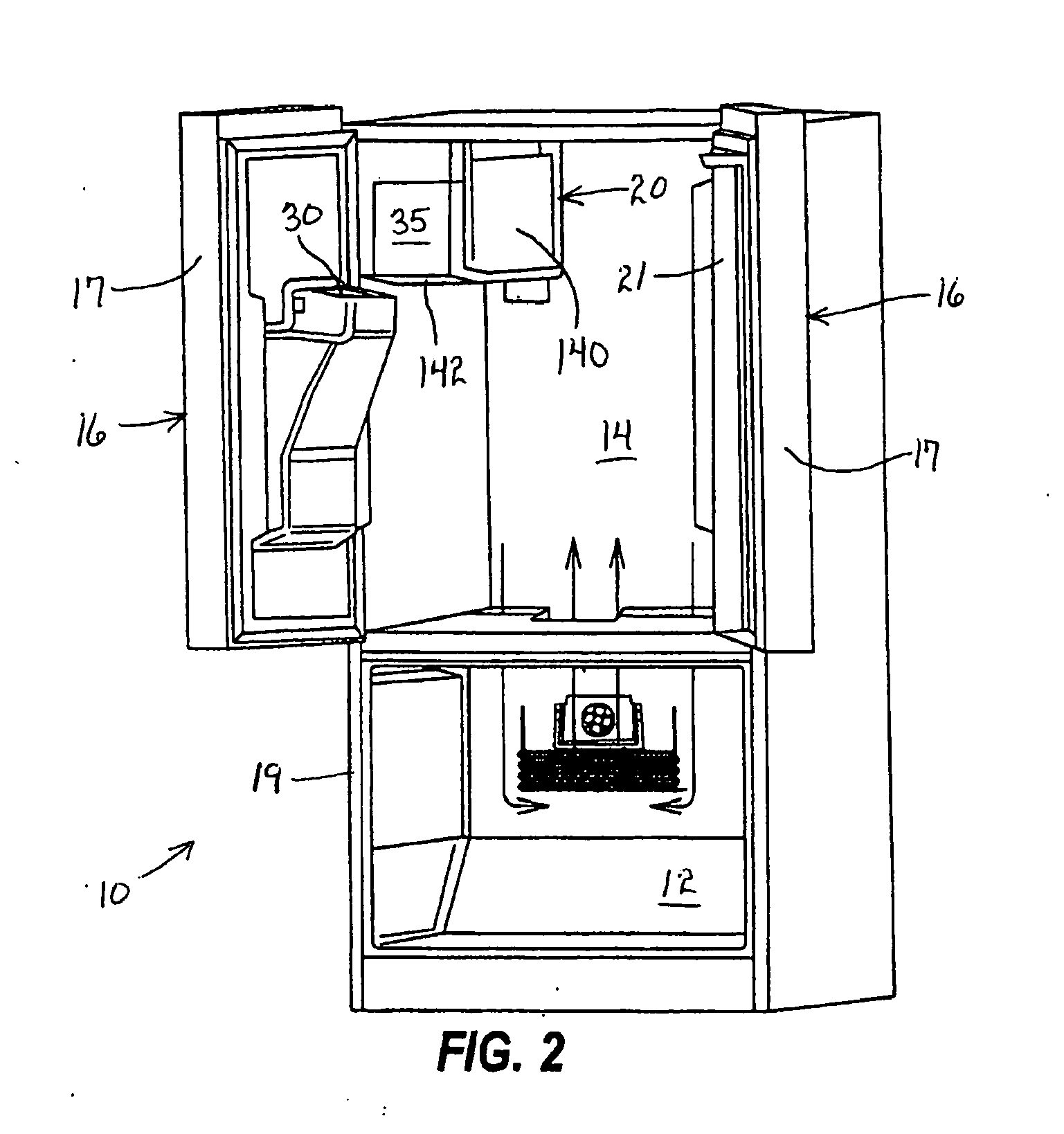 Refrigeration apparatus for refrigeration appliance and method of minimizing frost accumulation