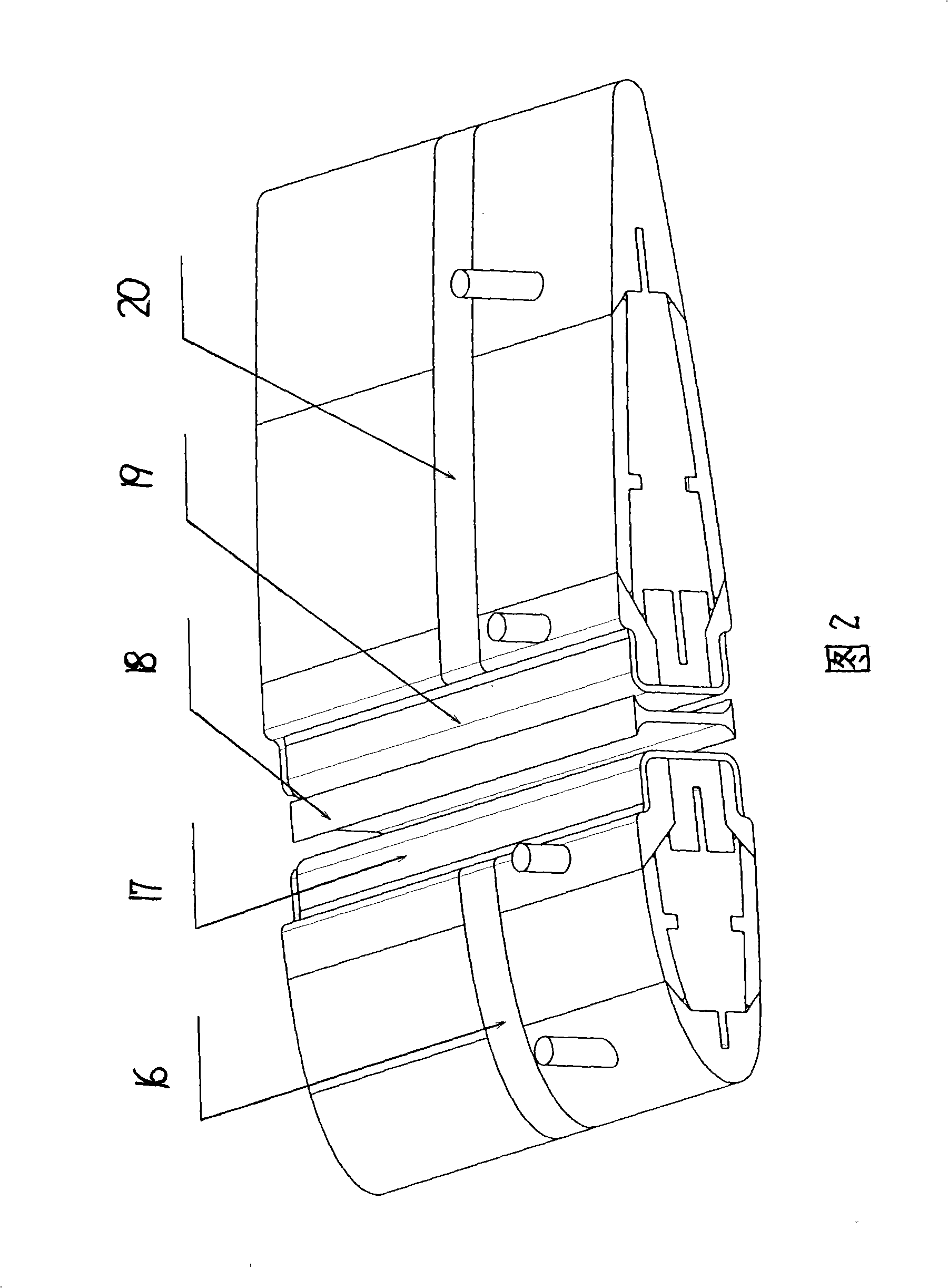 Disposal solidifying and forming technique for frame and outer panel skin of wing profile