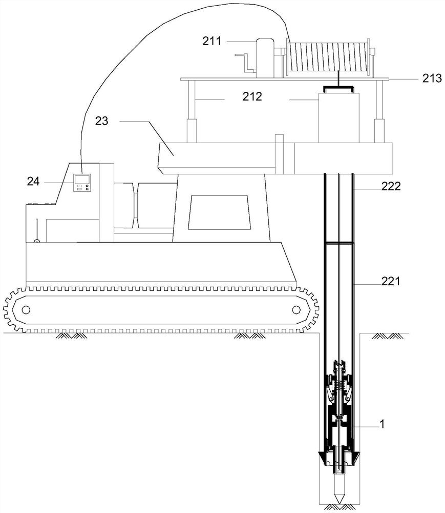 Continuous while-drilling in-situ test power driving device and construction method