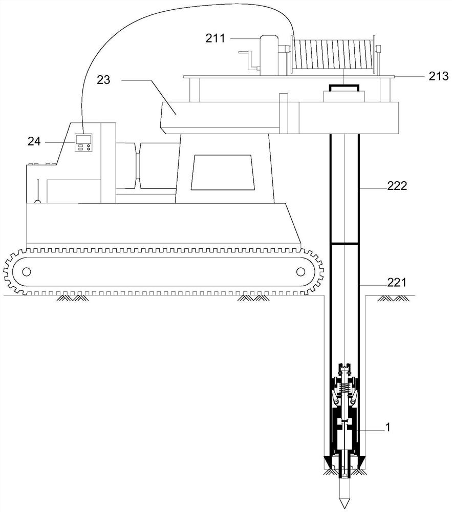 Continuous while-drilling in-situ test power driving device and construction method