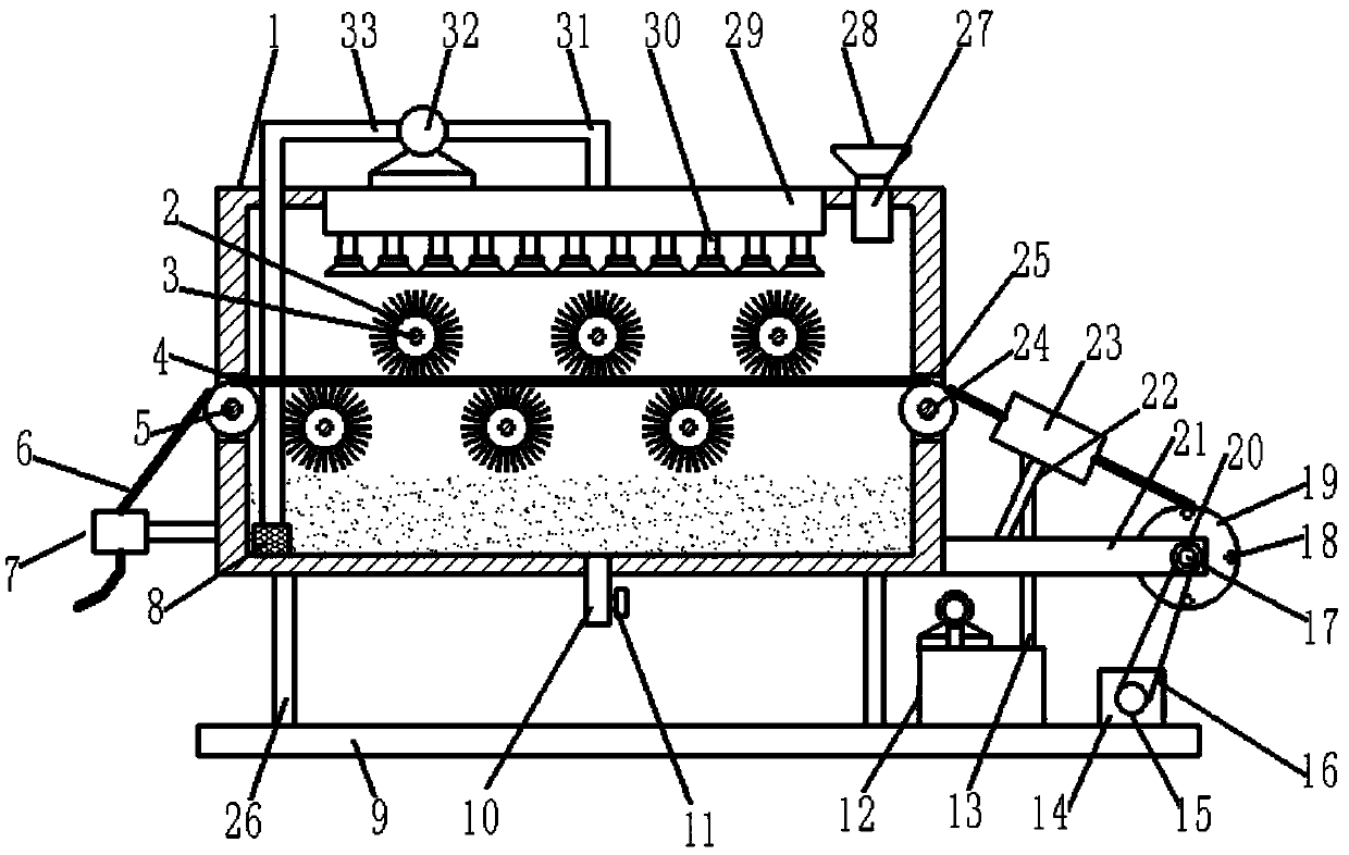 Device for drawing, spraying, cleaning, drying, and collecting cable