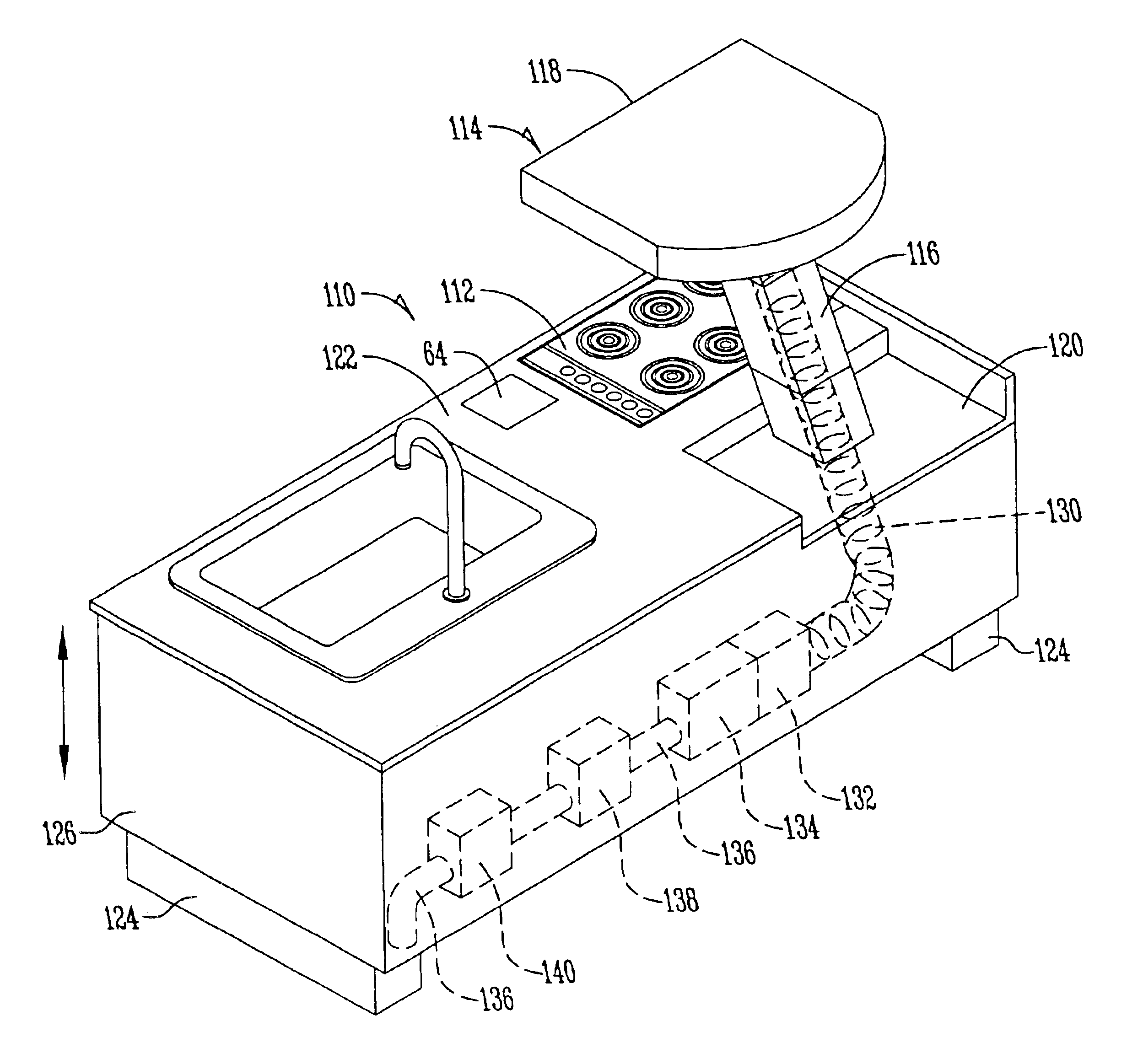 Adjustable kitchen island control