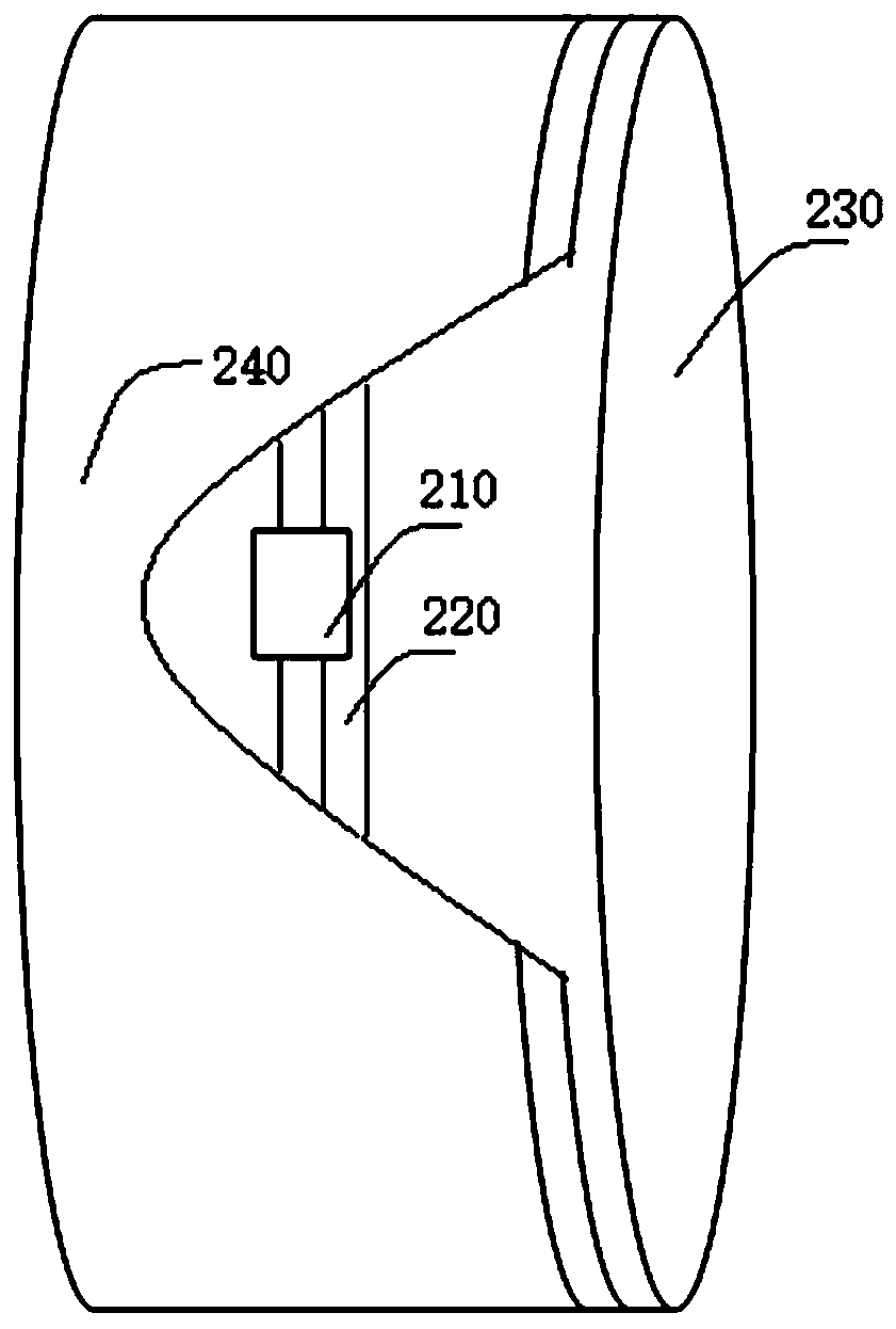 Electronic tag for passive tire pressure detection and detection method