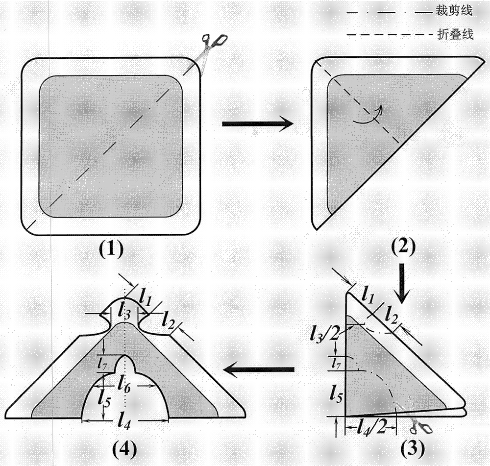 Triangular patient's face protecting film for non-invasive ventilator and designing method of triangular patient's face protecting film