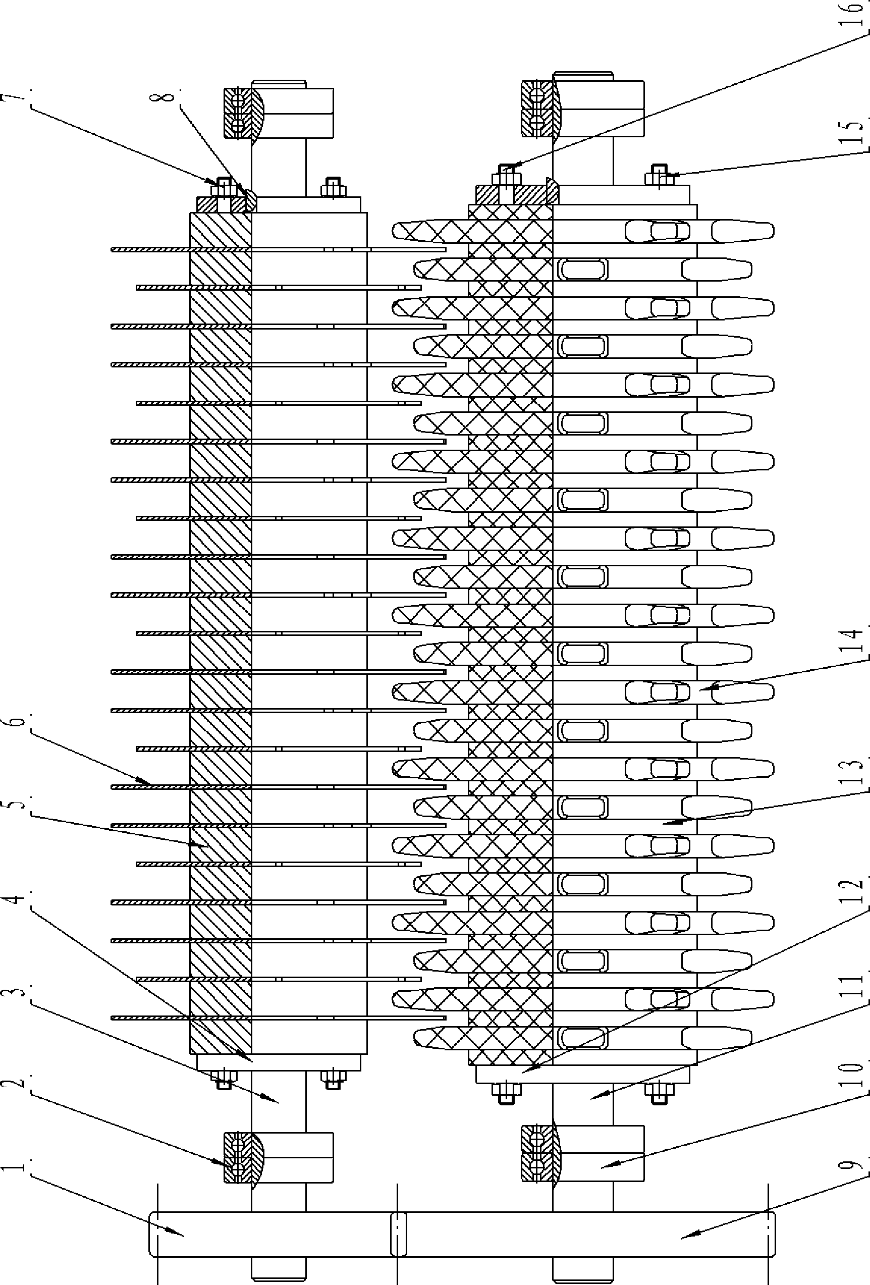 Sugarcane harvester peeling and crushing device