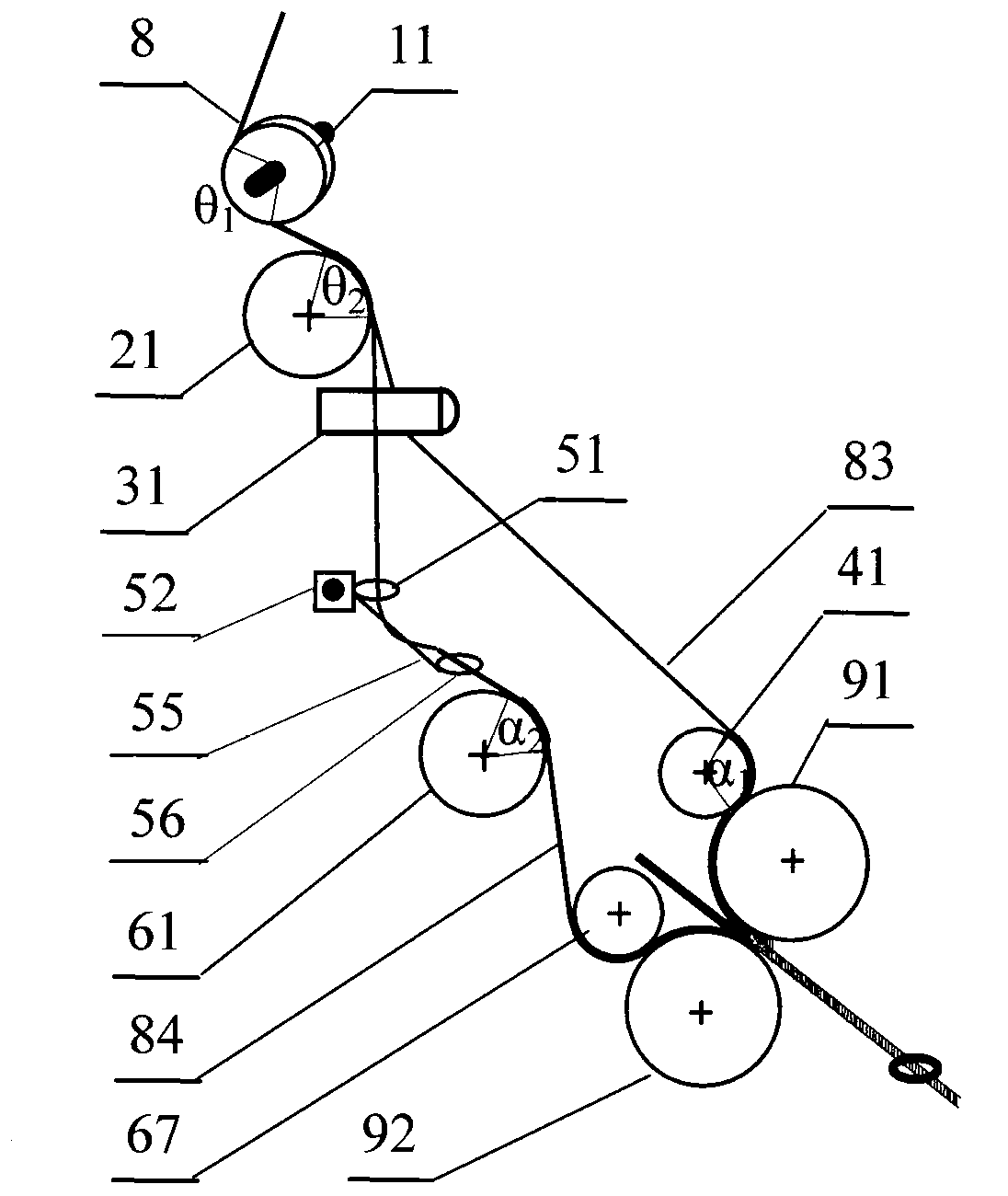 Composite filament spreading device and method for re-spreading upper and lower layers of spread and split filament and application thereof