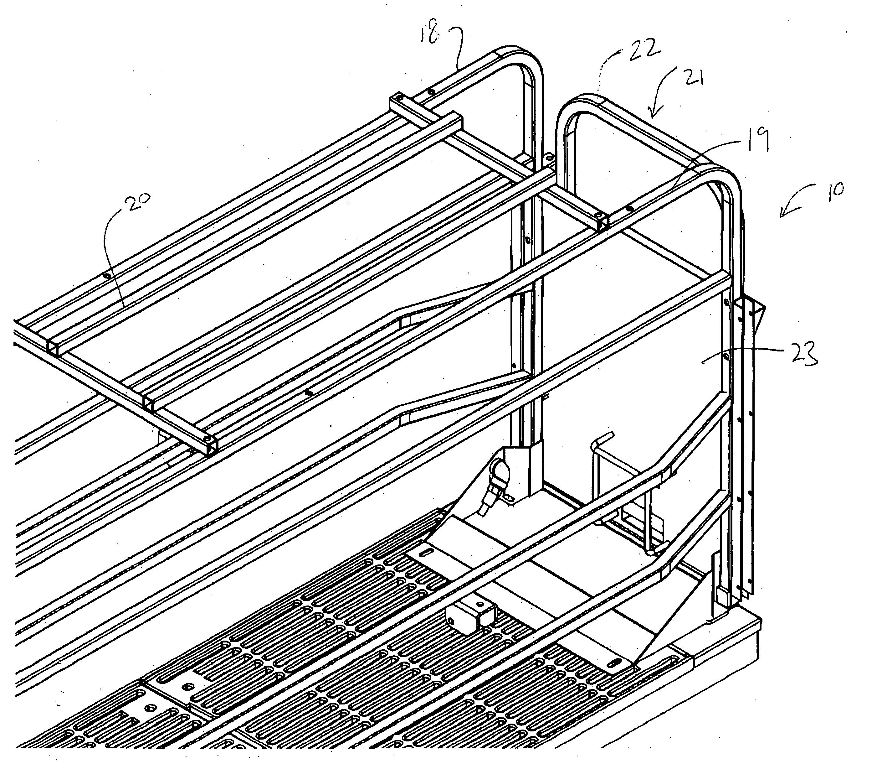 Farrowing crate with a low profile feeder