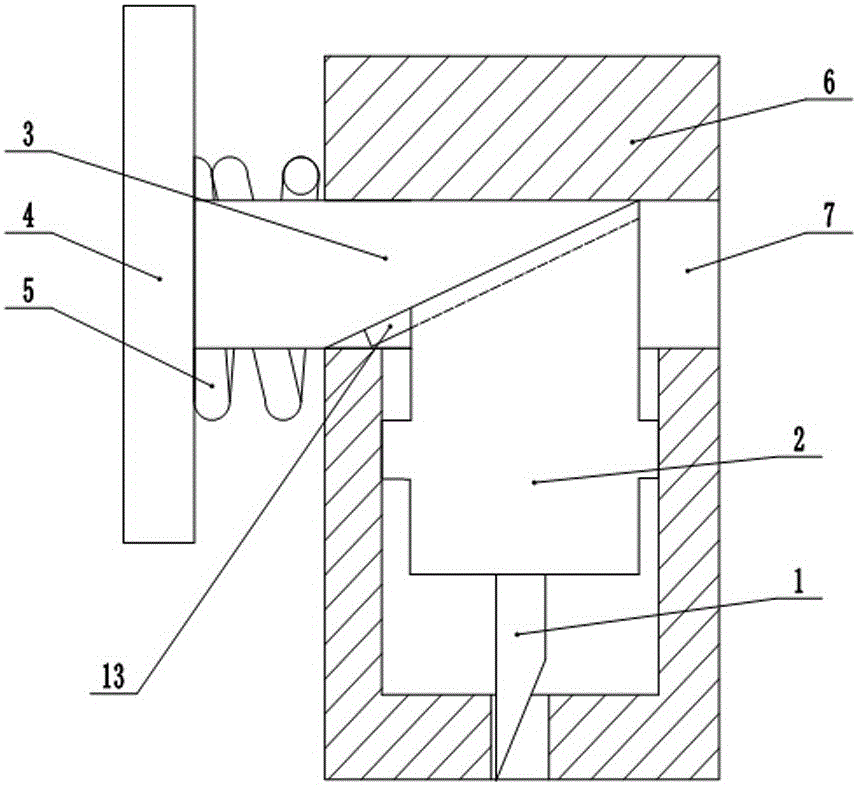 A kind of spring pin needle with inclined plane pushing block for skin pricking experiment