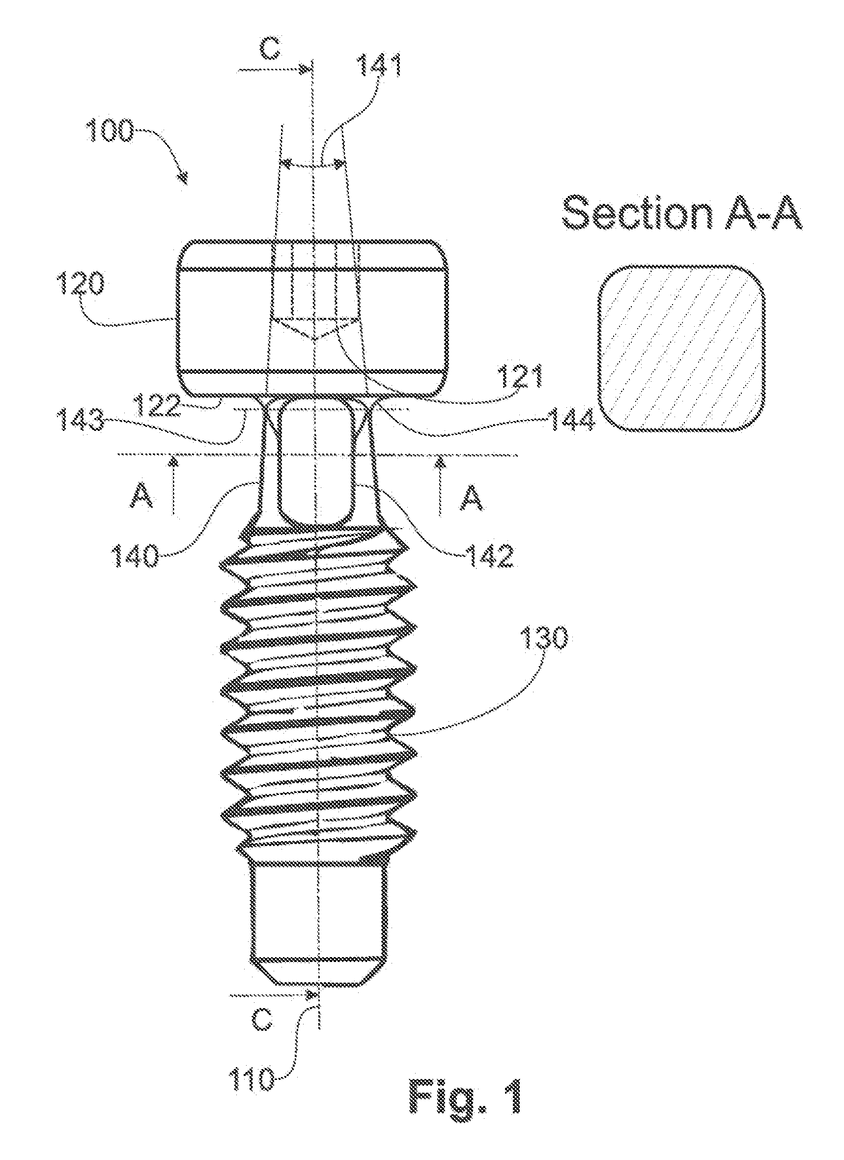 Frangible fixing screw