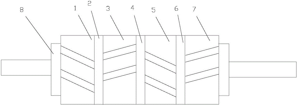 Damping ring for multi-section aluminum-casting rotor and processing method of aluminum-casting rotor