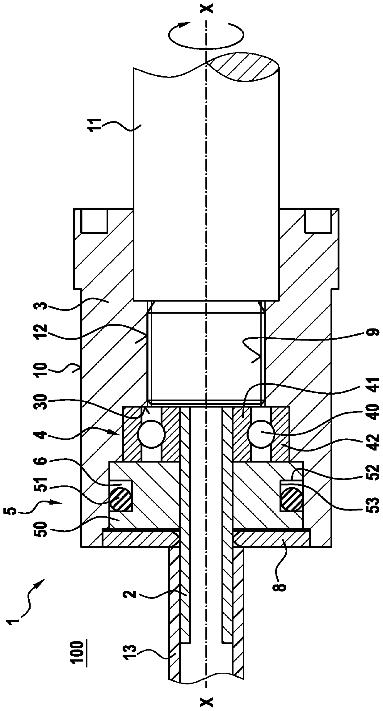 Rotary leadthrough and crankshaft assembly