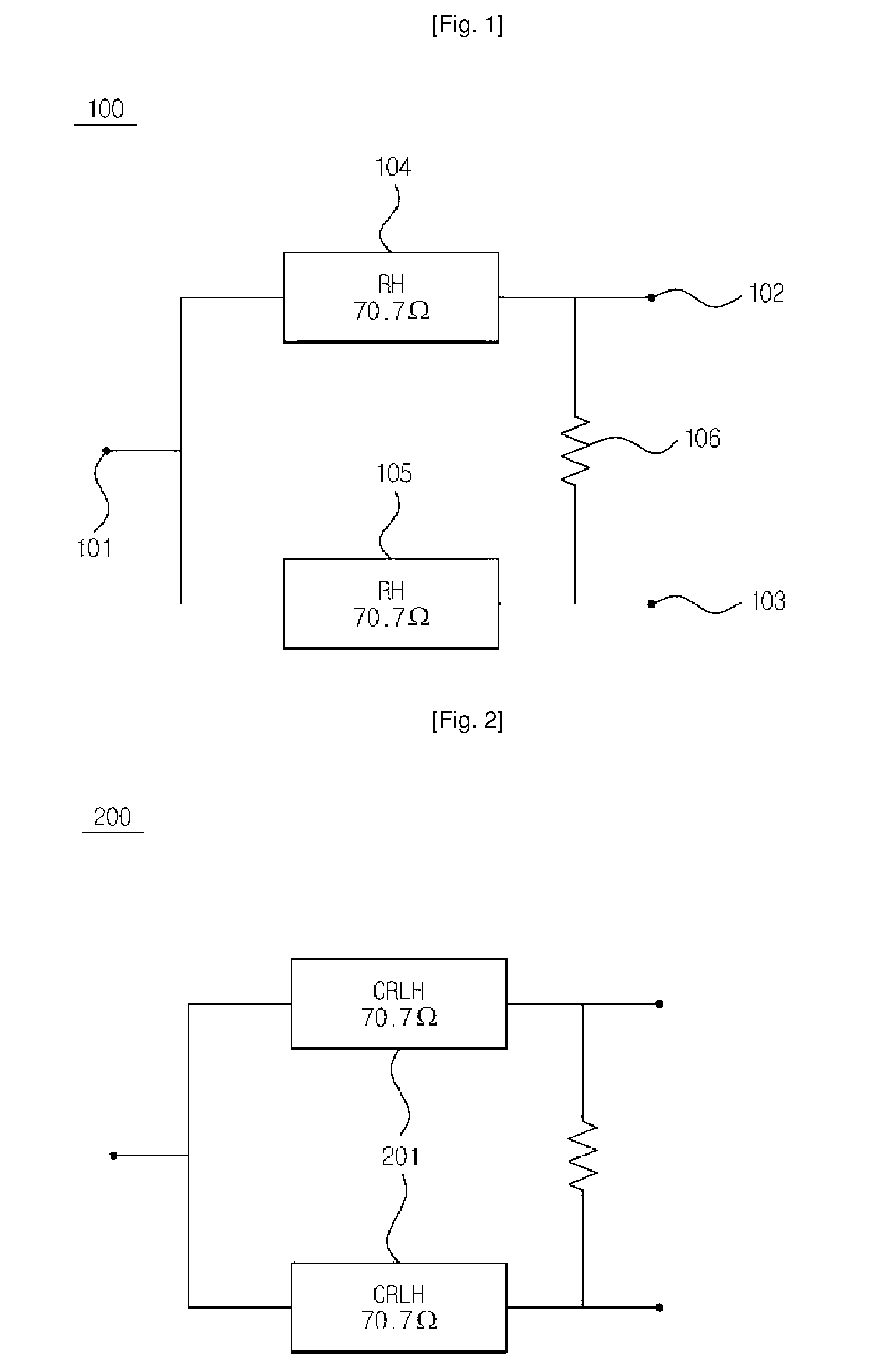 Power divider and power combiner using dual band-composite right/left handed transmission line