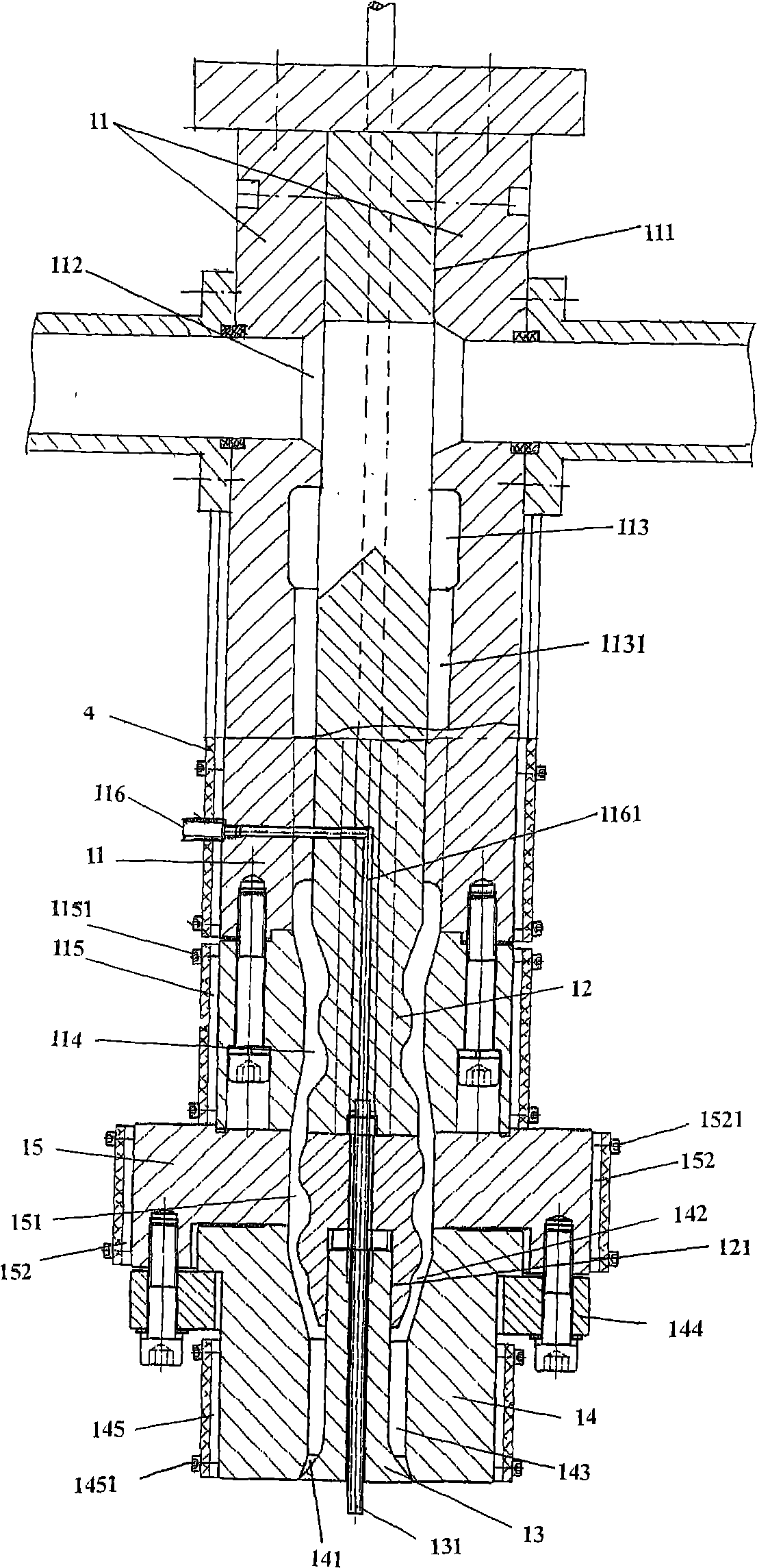 Flat parsion shaping mechanism of plastic hollow shaping device