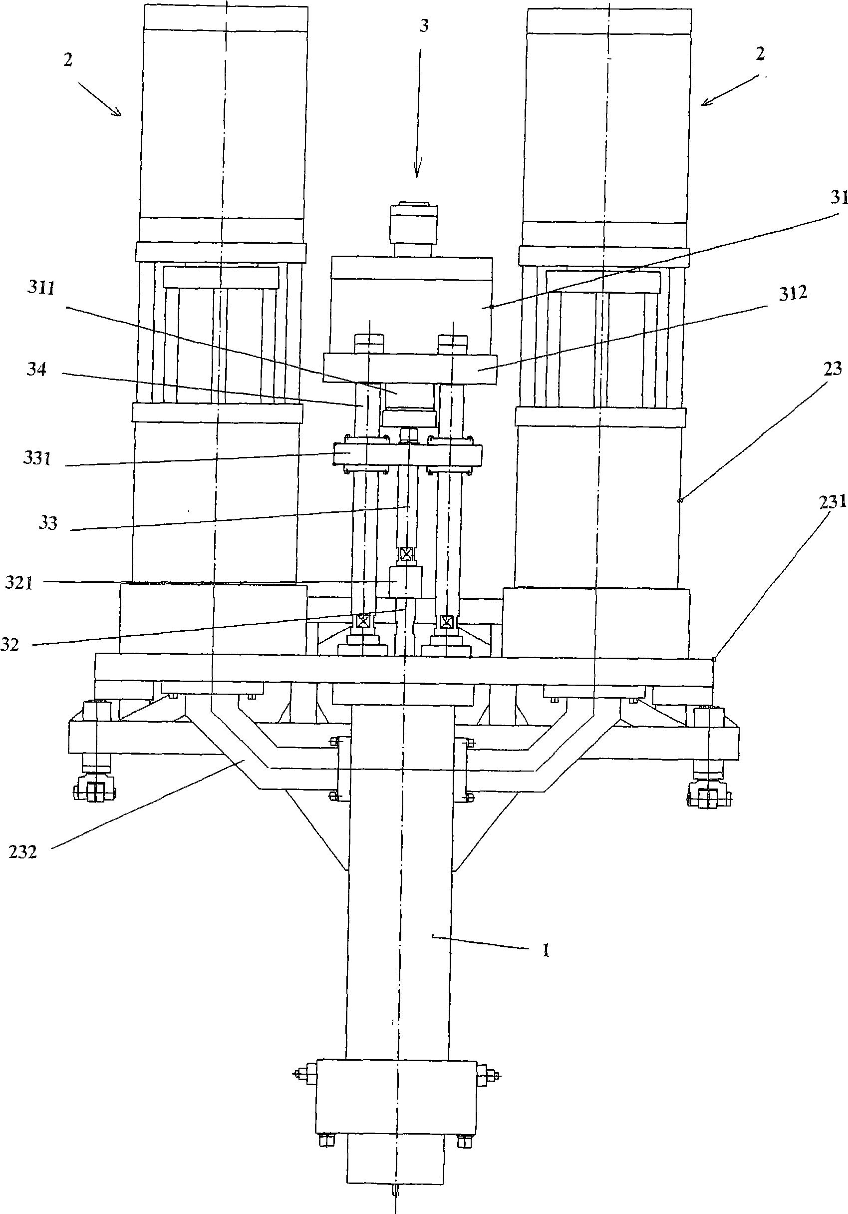 Flat parsion shaping mechanism of plastic hollow shaping device