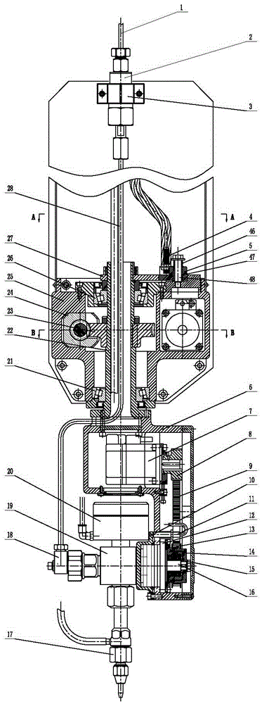 Attitude control device for five-axis waterjet head with horizontally installed swing axis