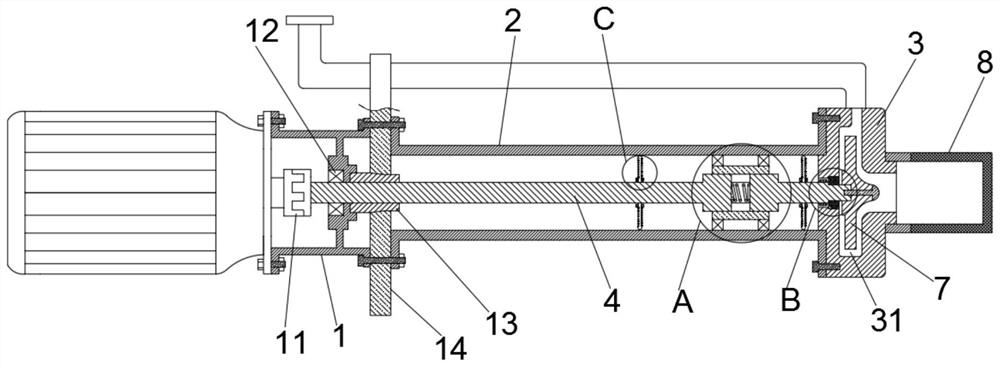 Long-shaft submerged pump with good stability