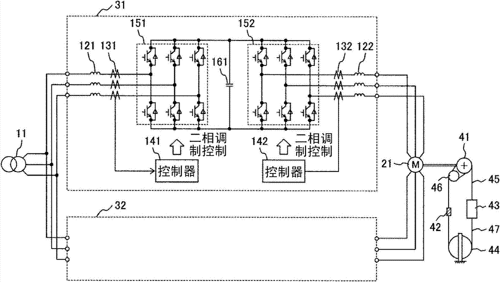 Drive system of AC motor and elevator equipment using the drive system