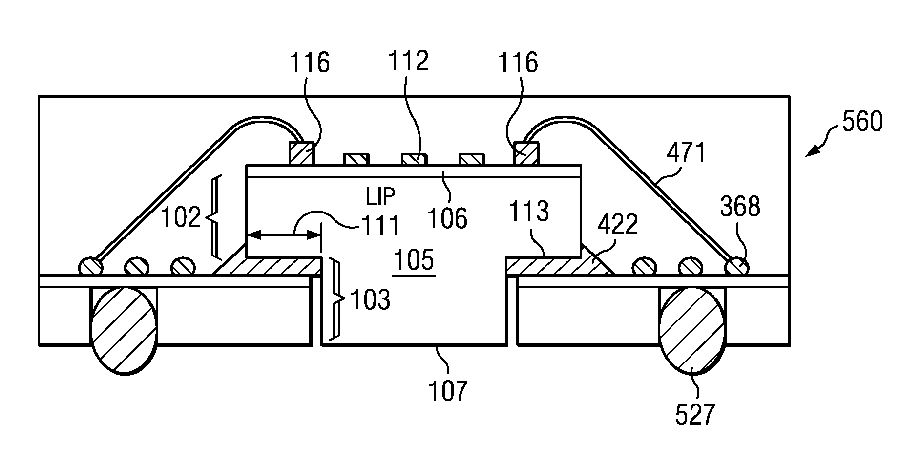 Delamination resistant packaged die having support and shaped die having protruding lip on support