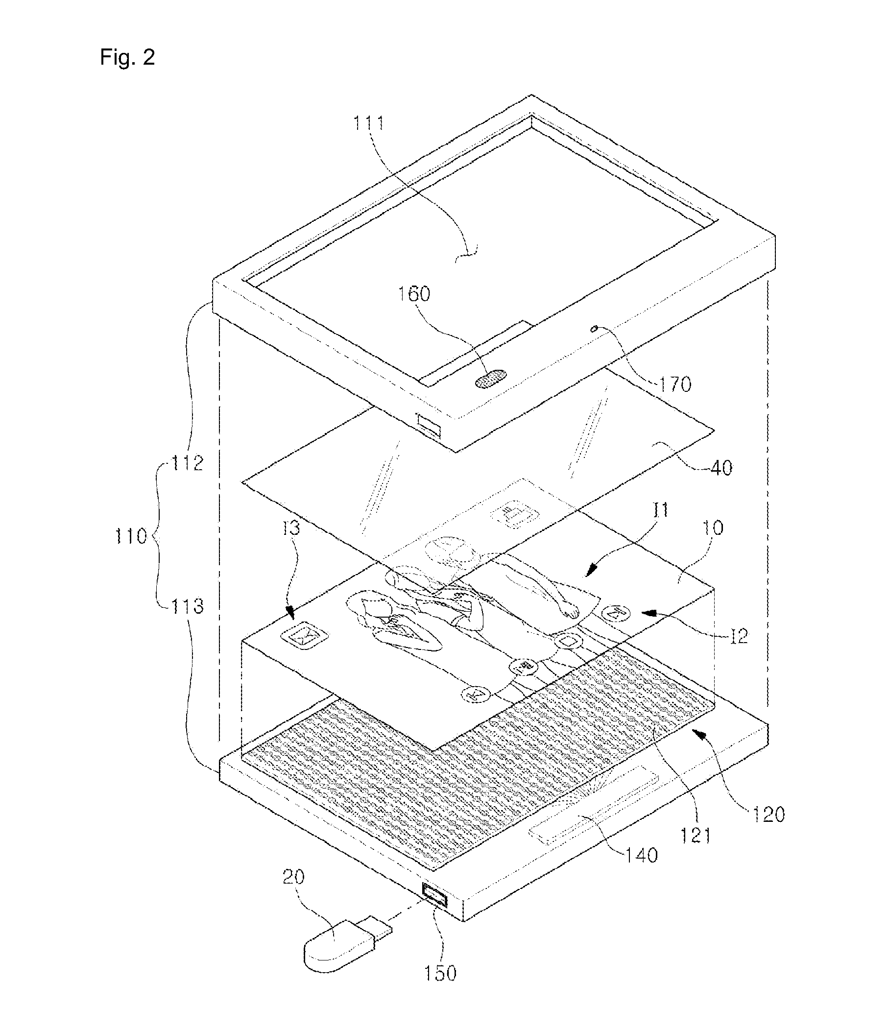 Photograph frame having sound source output function, and storage medium for recording program which produces sound source output source data to be input in photograph frame