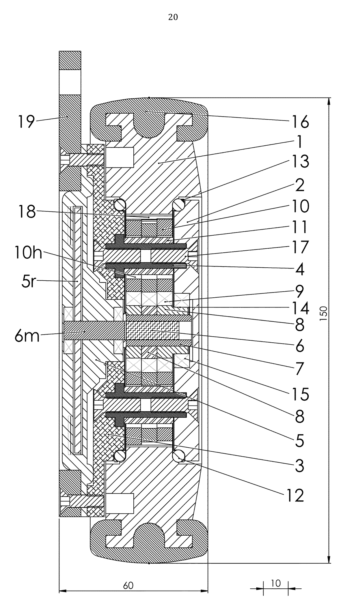 Compact integrated motor-gear drive unit with cycloidal reduction and device incorporating this unit