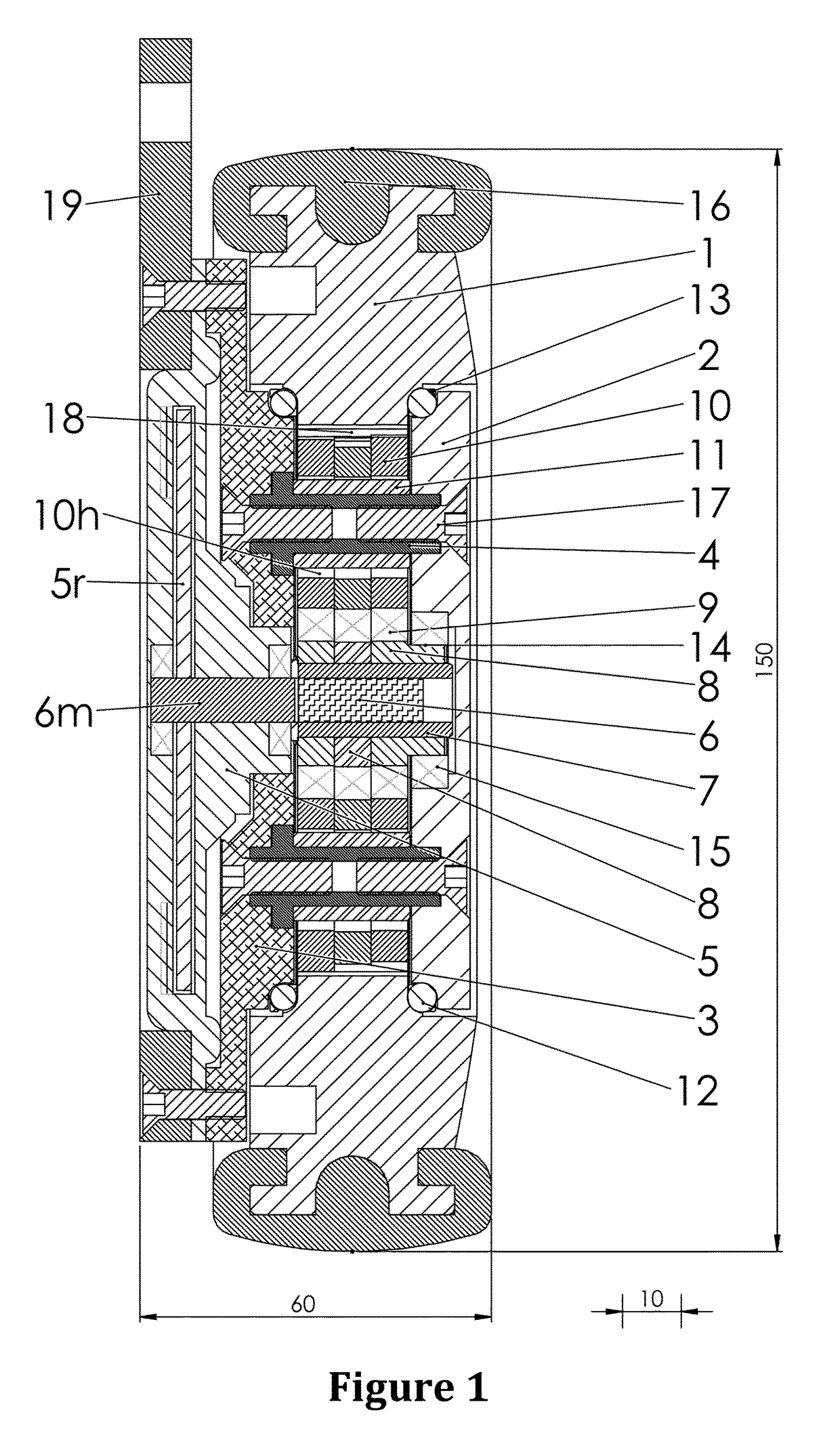 Compact integrated motor-gear drive unit with cycloidal reduction and device incorporating this unit