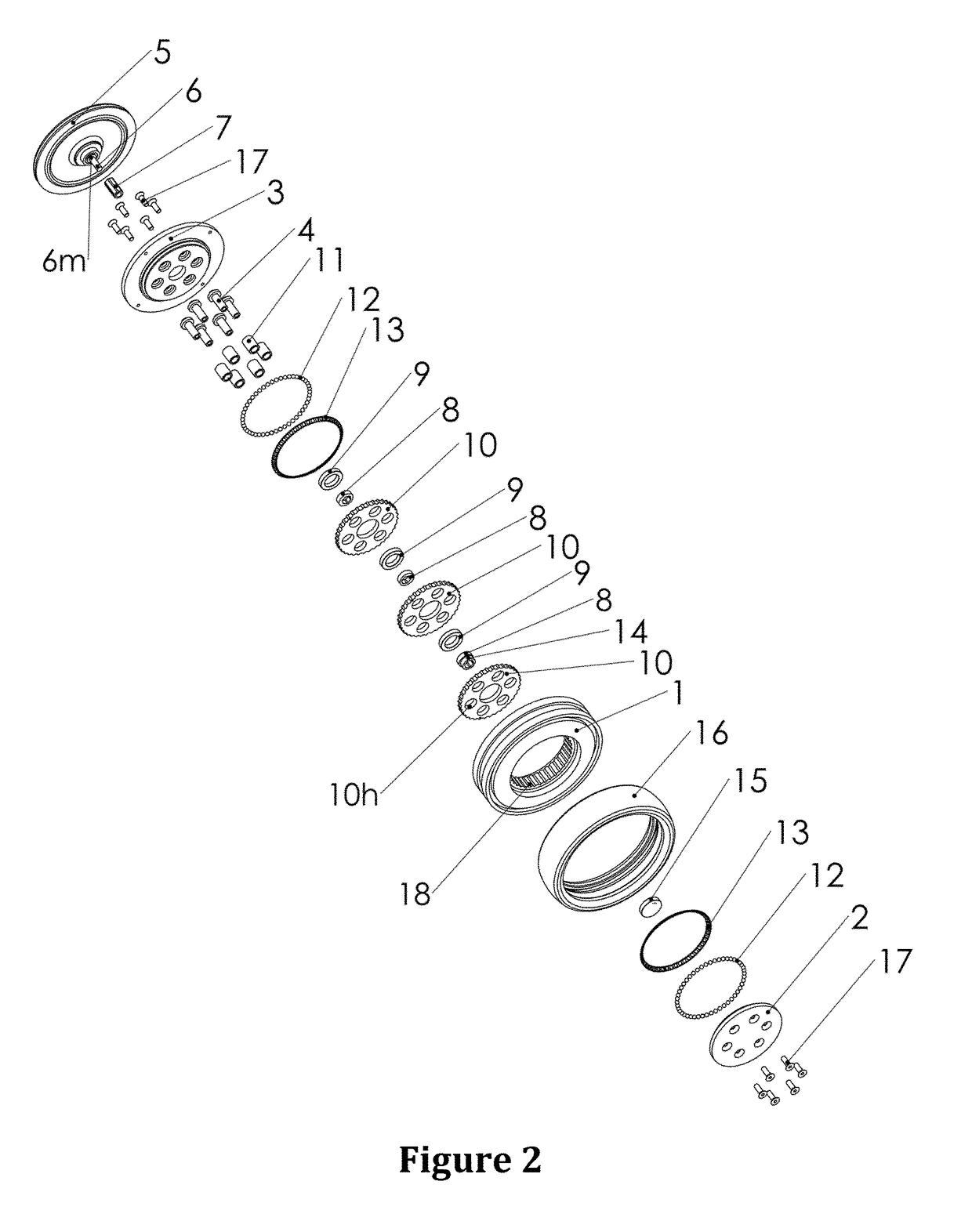 Compact integrated motor-gear drive unit with cycloidal reduction and device incorporating this unit