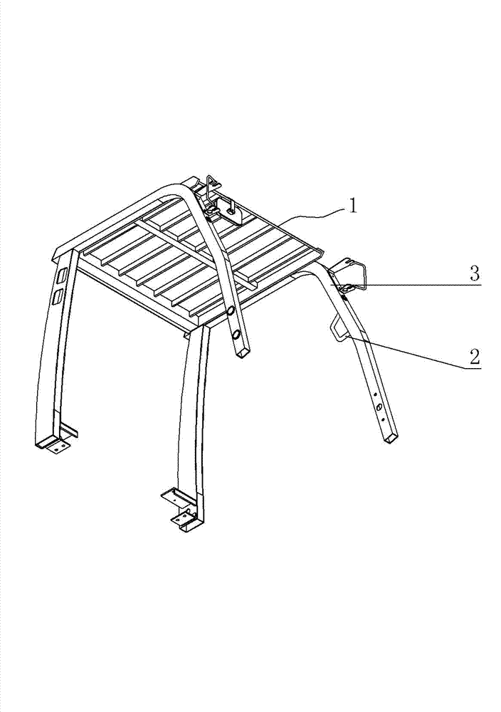 Handle mounting structure of overhead guard of forklift