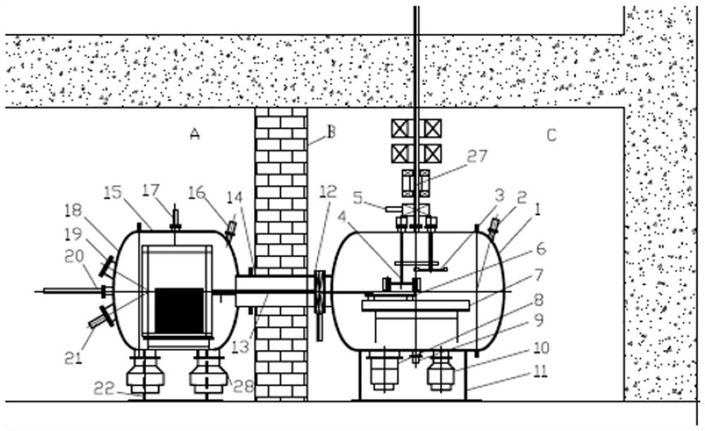 Double-vacuum-chamber wafer proton irradiation device and irradiation method