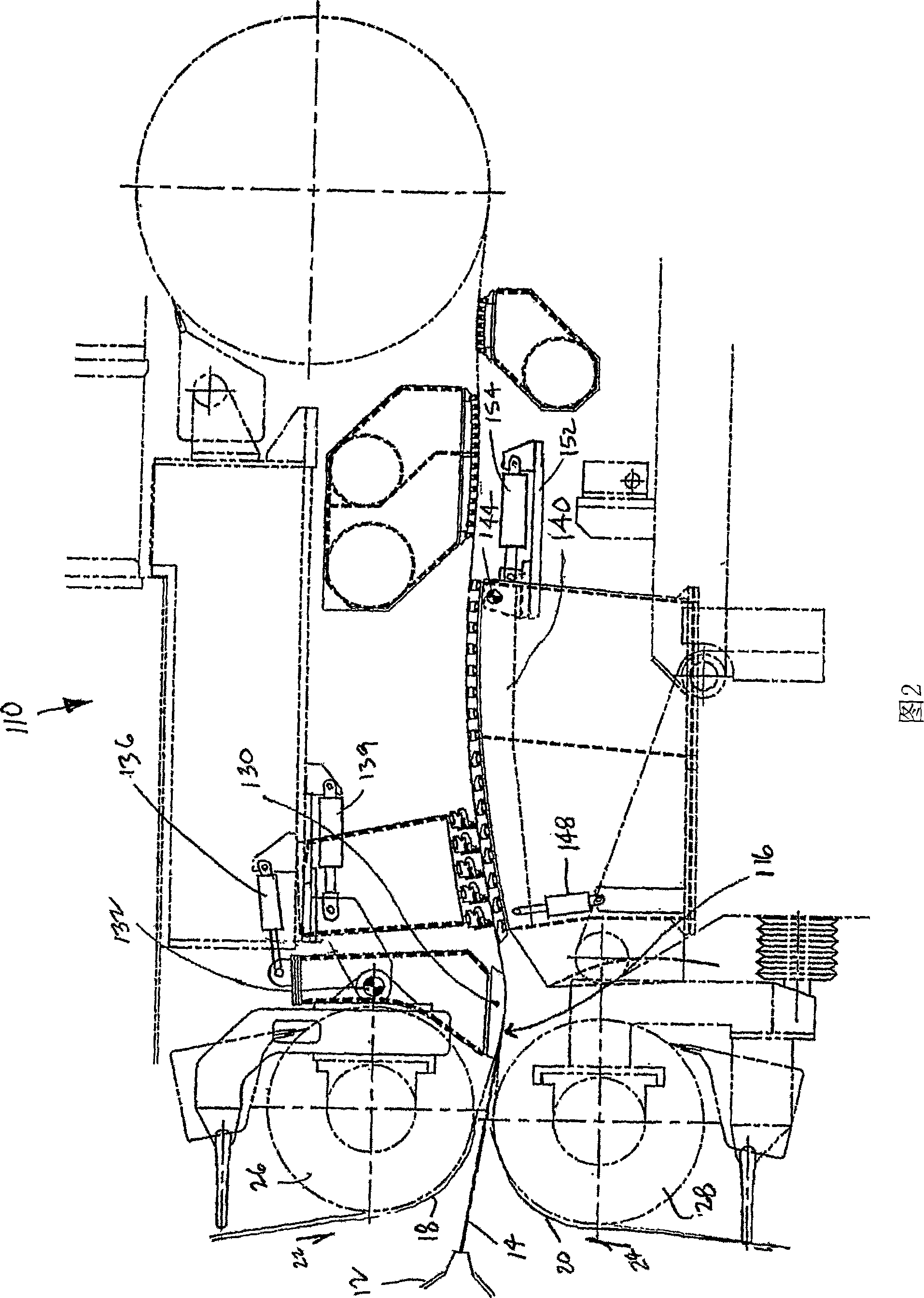 Twin wire gap former paper making machine with variable wrap impringement shoe