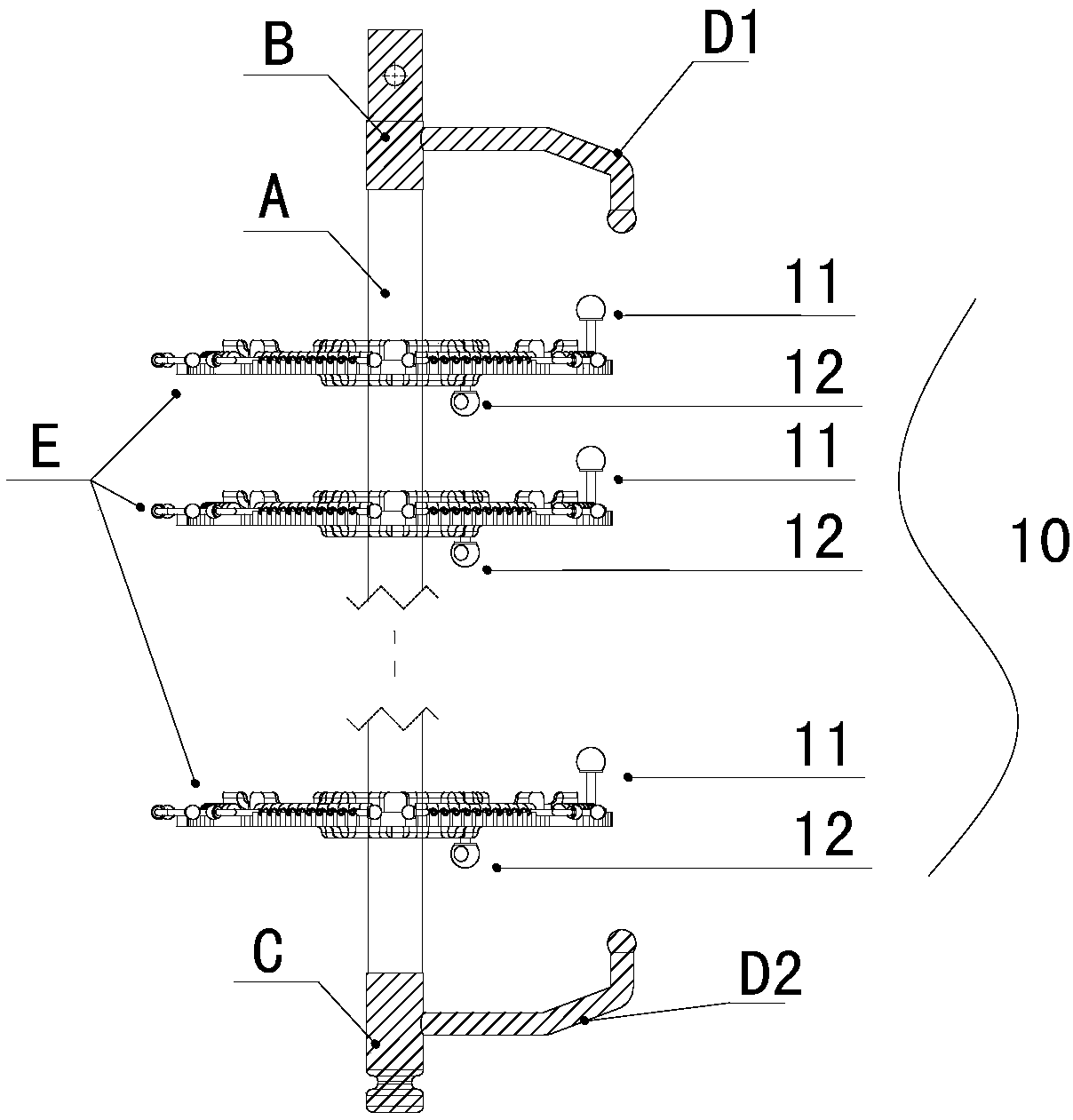 Combined lightning arrester based on disc-shaped multi-gap arc extinguishing and lightning protection device