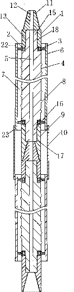 Deep well drilling waterpower deslagging device of floor anchor rod hole of tunnel