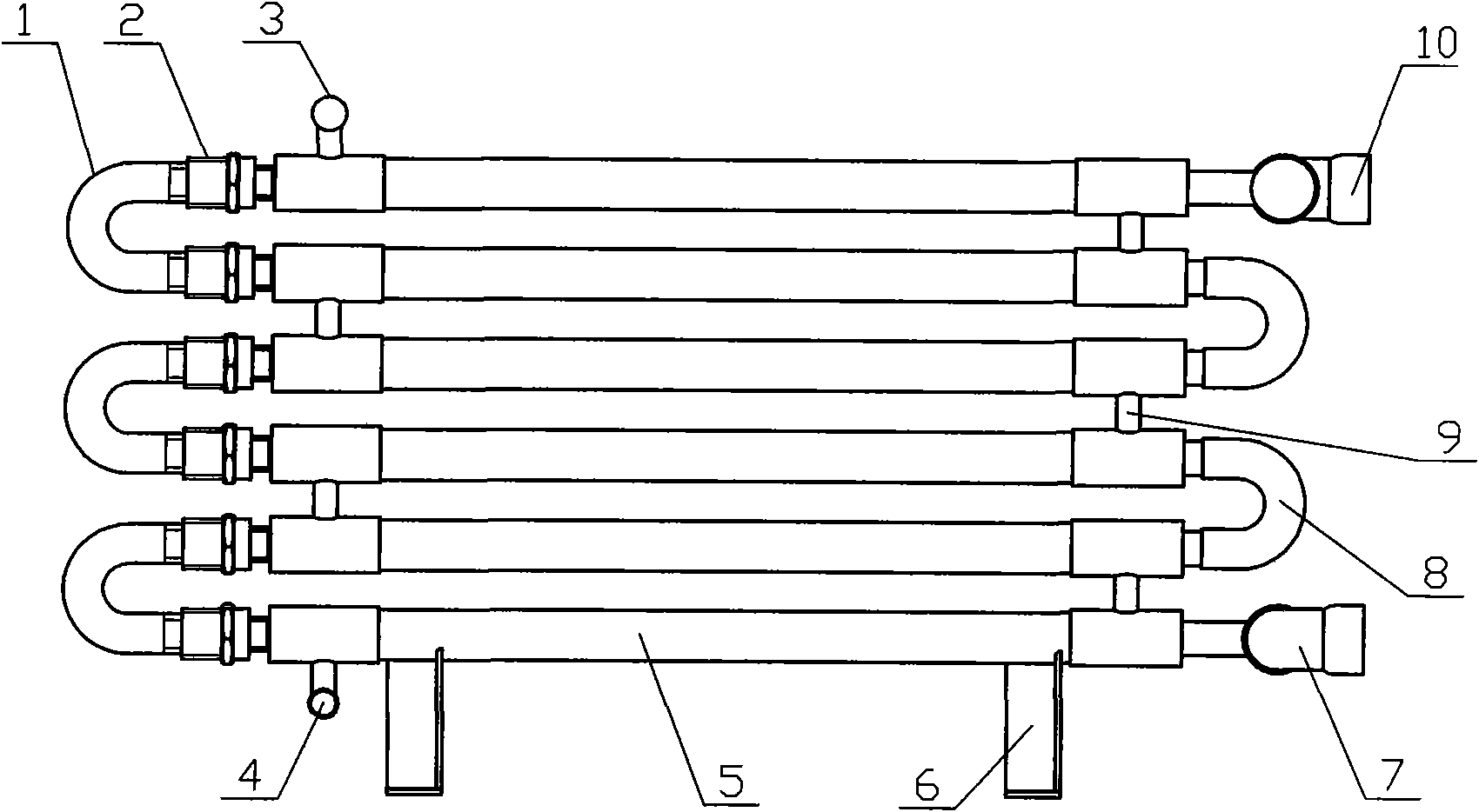 Row-line type integrated jacket pipe heat exchanger detachable scale clean structure