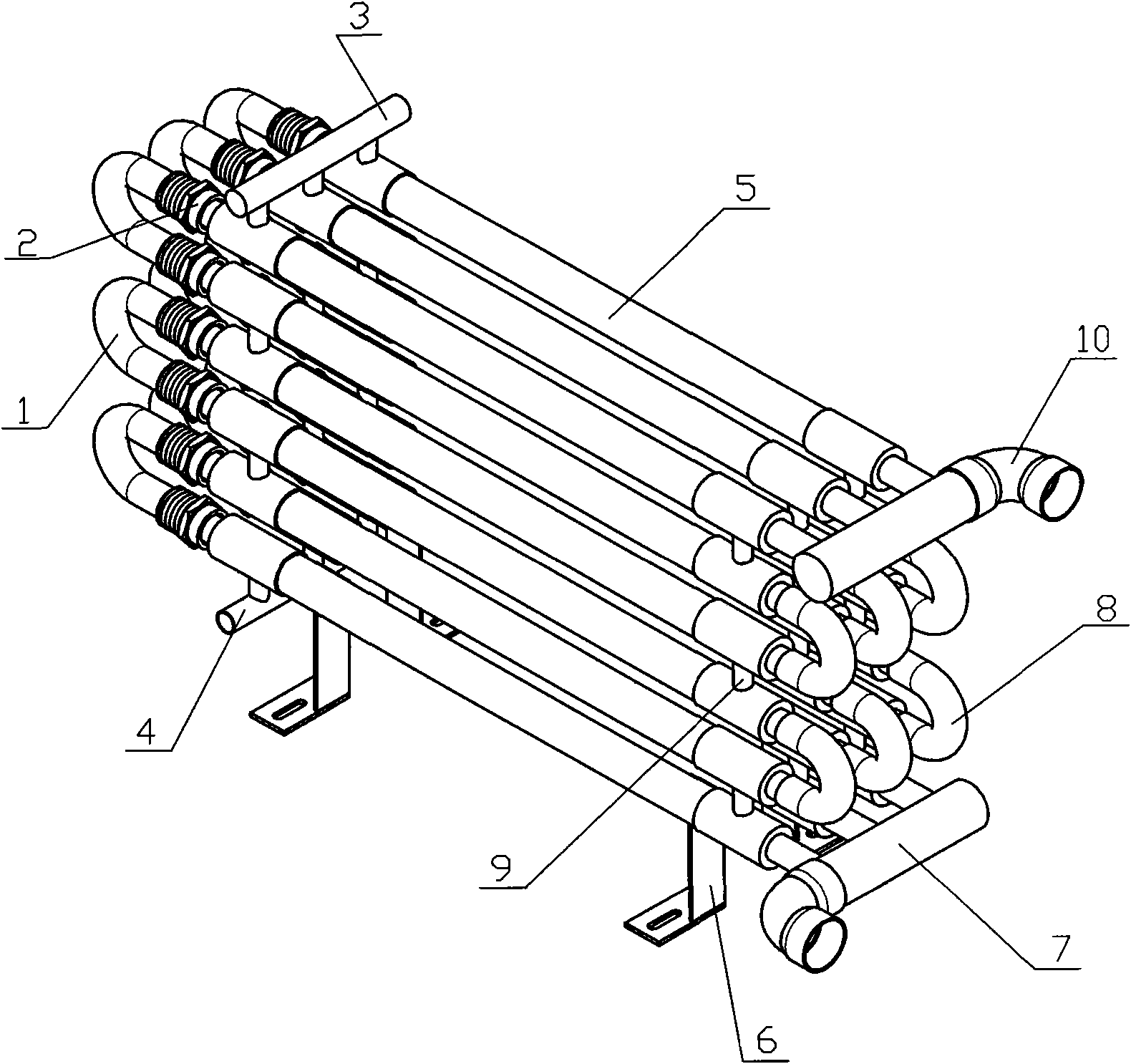 Row-line type integrated jacket pipe heat exchanger detachable scale clean structure