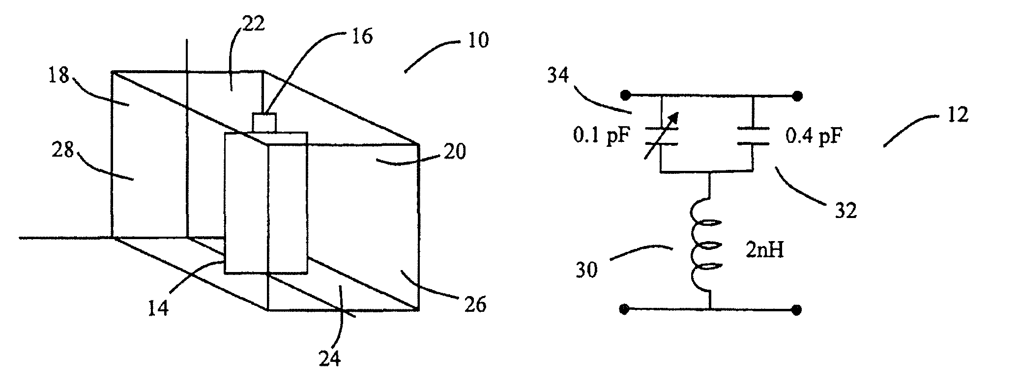 Free-space phase shifter having series coupled inductive-variable capacitance devices