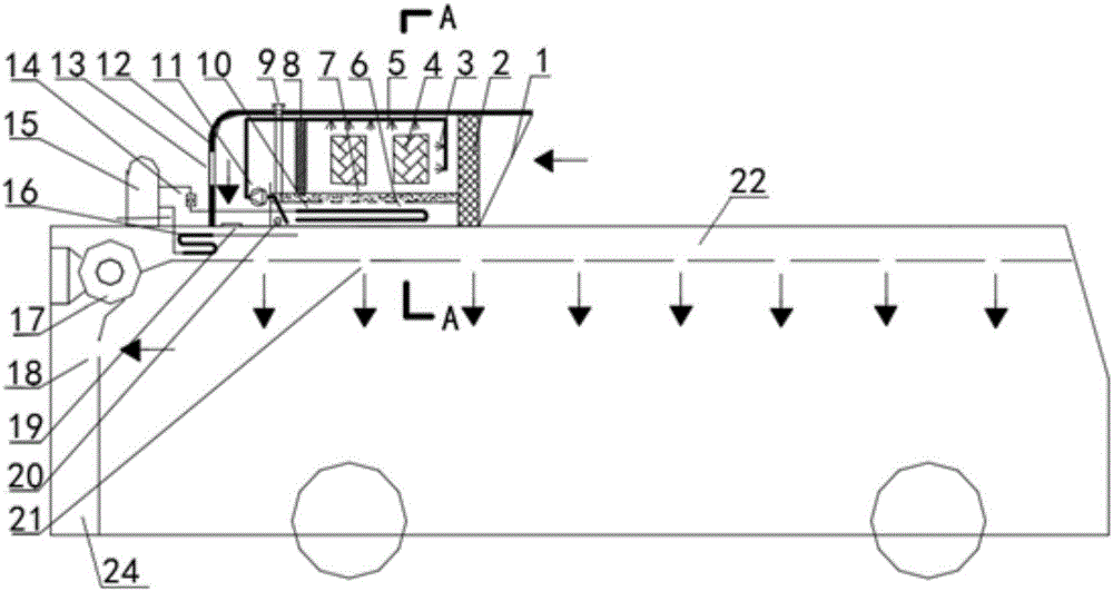 Evaporation cooling and machine refrigeration-heating combined splash-prevention type air conditioner for bus