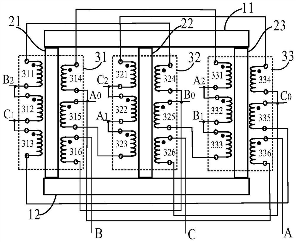 Multi-phase transformer and rectifier system