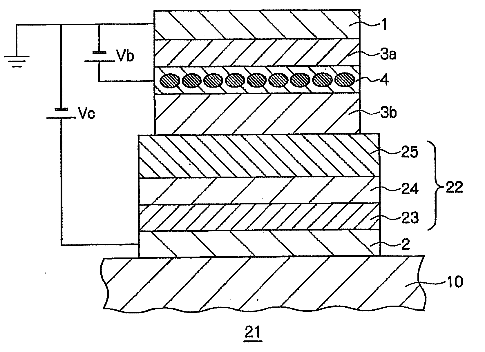 Vertical organic transistor, method for manufacturing the vertical organic transistor, and light emitting element