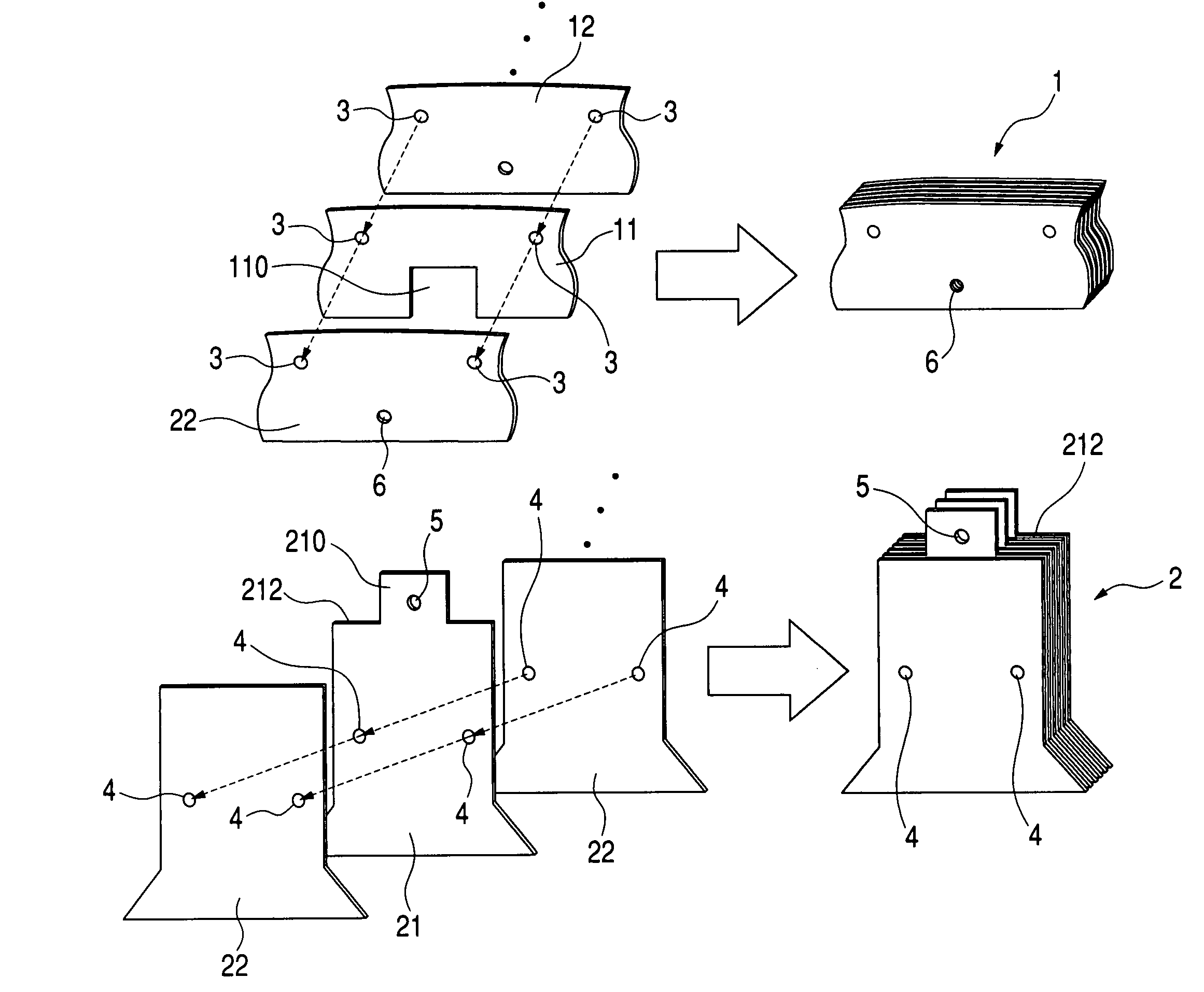 Combined stator core for an electric rotary machine