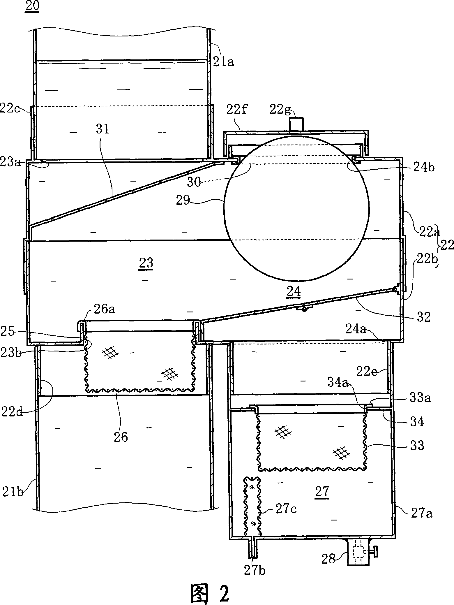 Flowing-down rainwater filtration device and rainwater storage device using the same