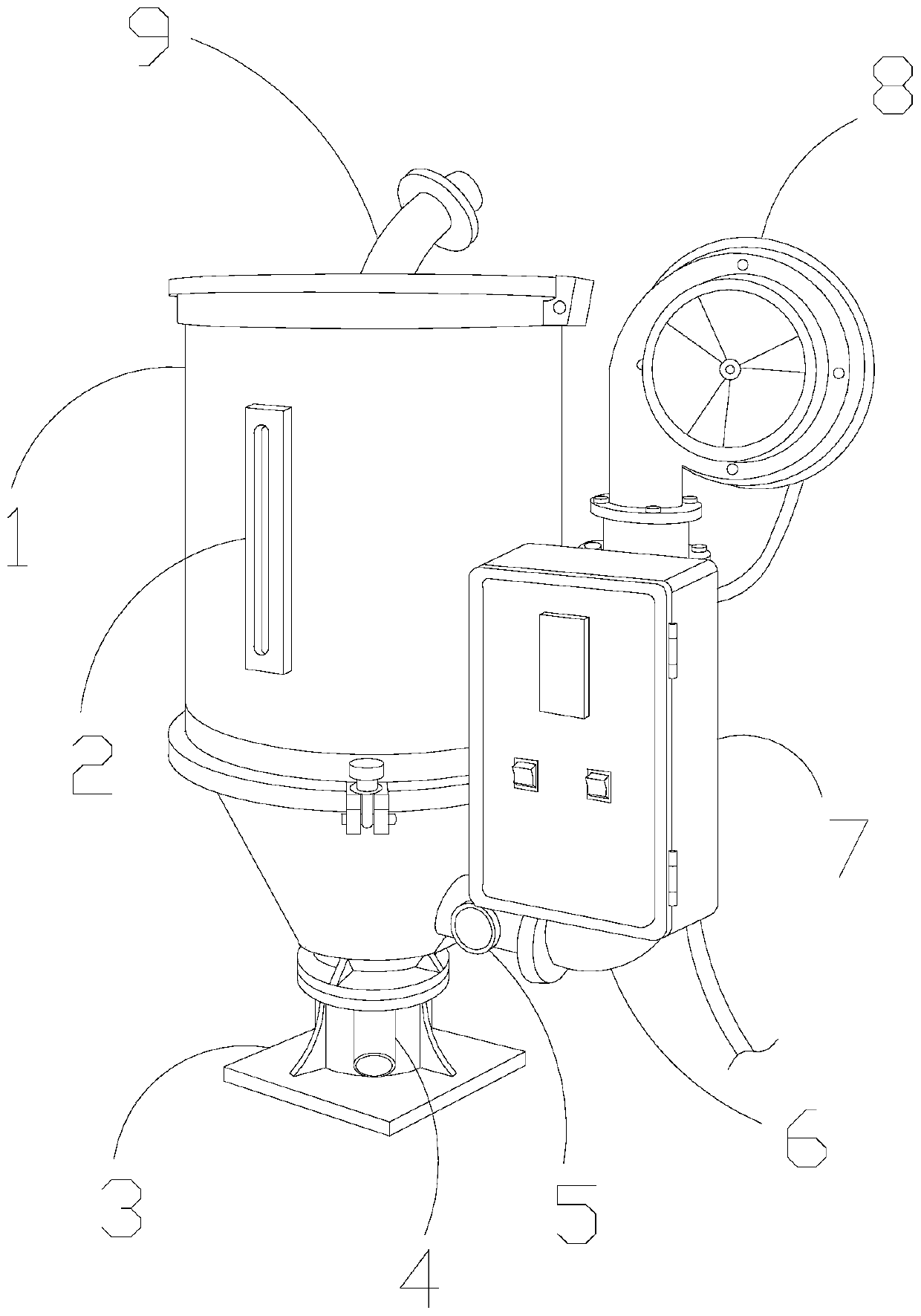 Energy-saving plastic particle dryer