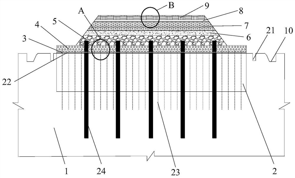 Deep soft soil roadbed composite structure and construction method